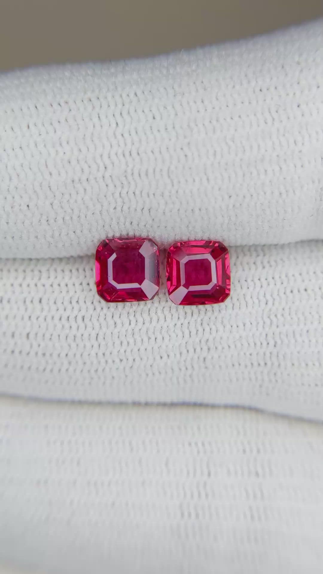 2.09 Ct.Tw.Total Carat Weight Ruby Pair from Mozambique Size Video