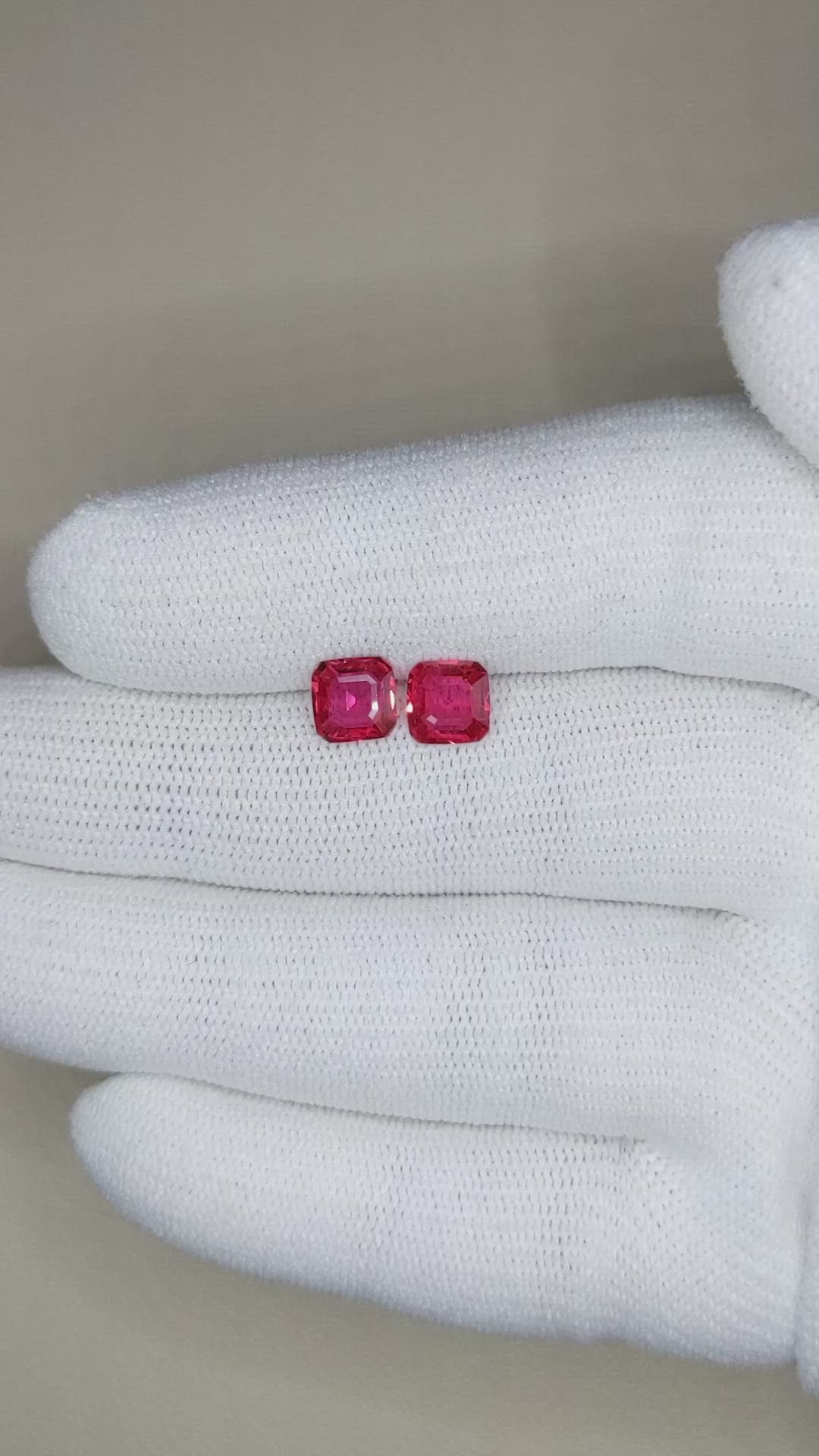 2.09 Ct.Tw.Total Carat Weight Ruby Pair from Mozambique Size Video