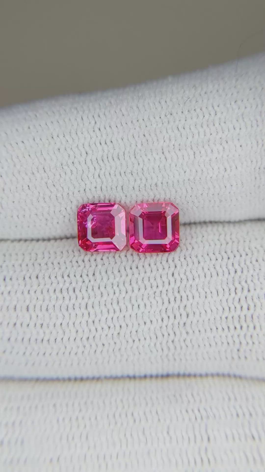 2.15 Ct.Tw.Total Carat Weight Ruby Pair from Mozambique Size Video