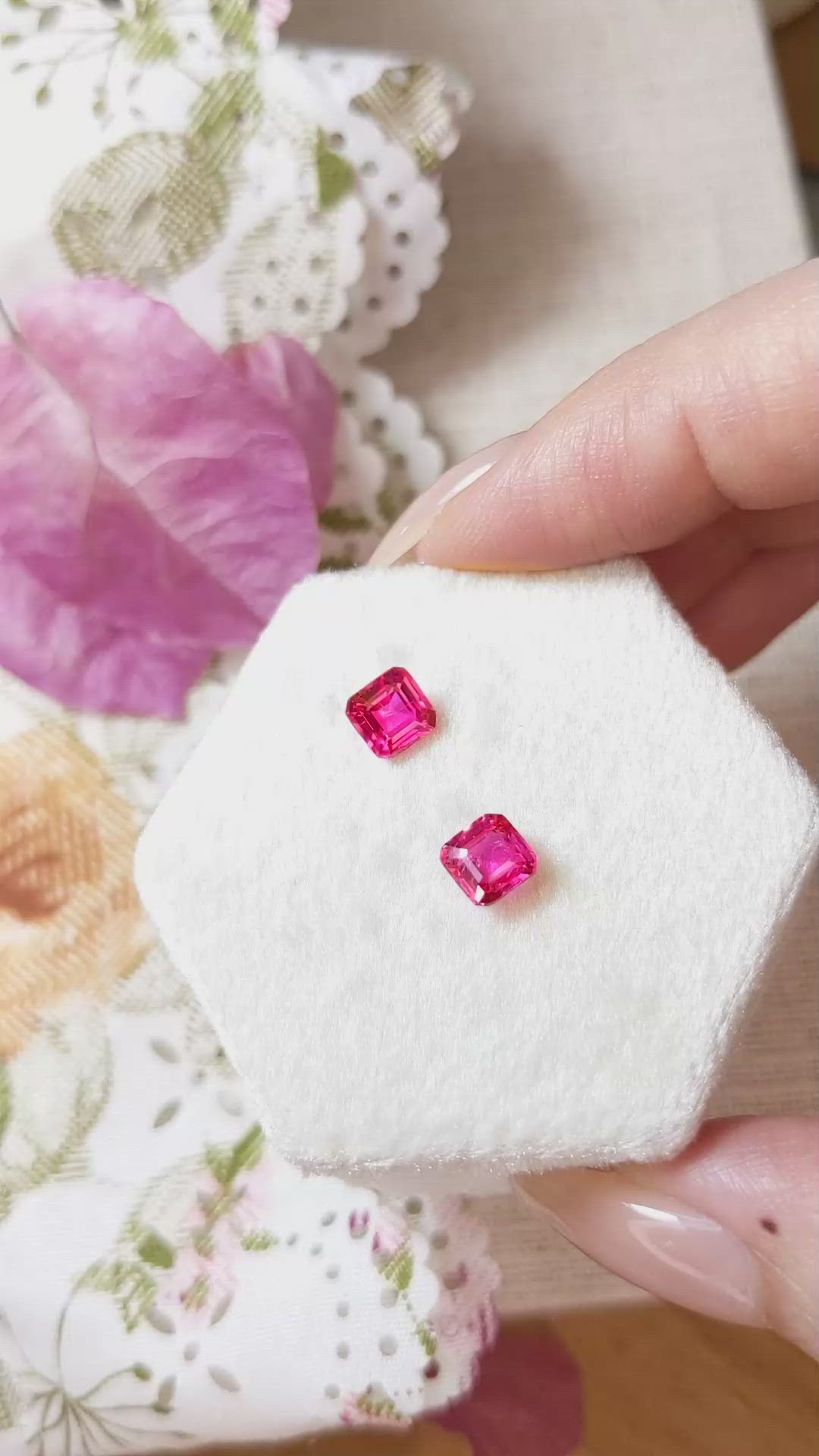 2.15 Ct.Tw.Total Carat Weight Ruby Pair from Mozambique Size Video