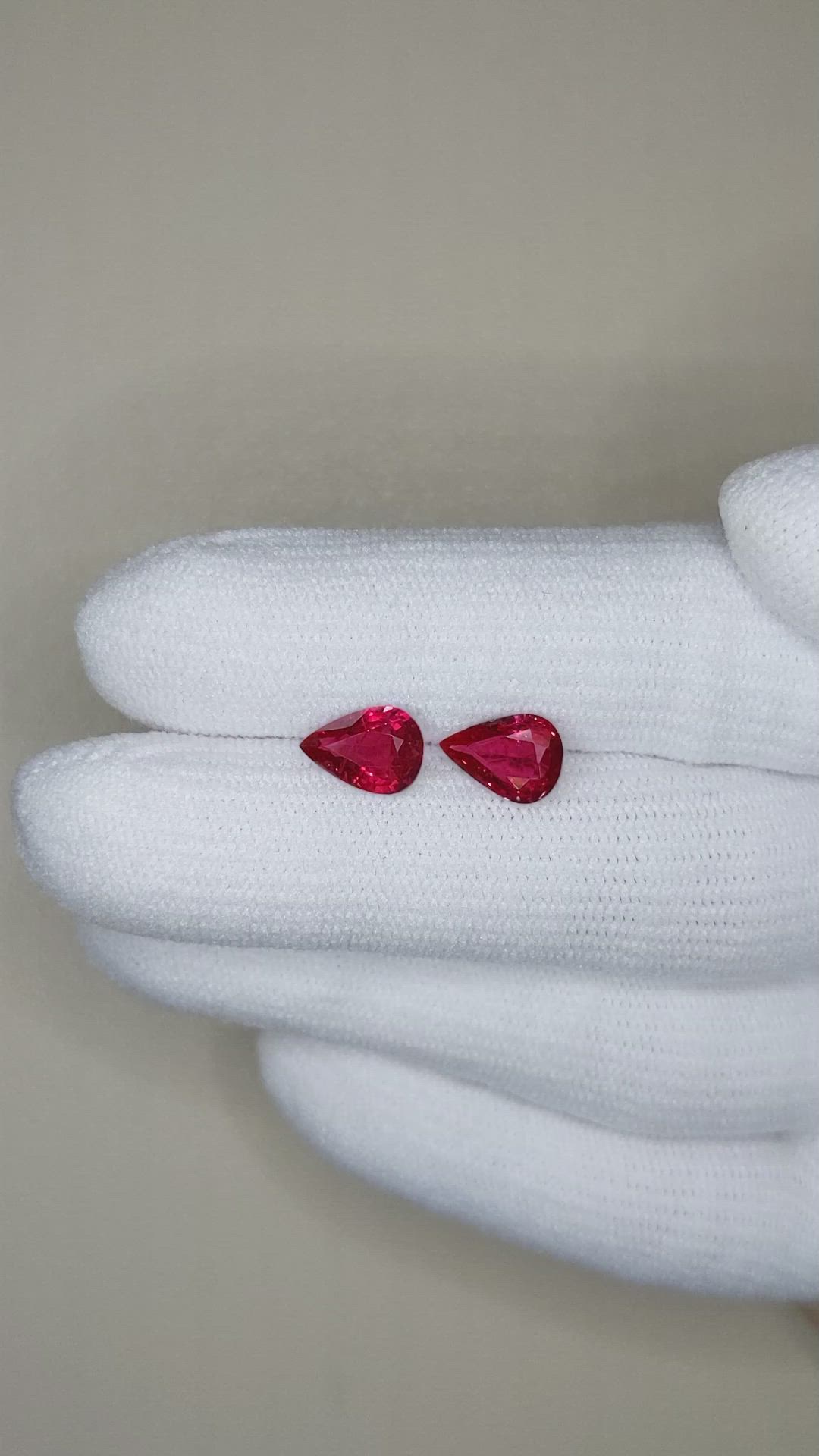 2.35 Ct.Tw.Total Carat Weight Ruby Pair from Mozambique Size Video