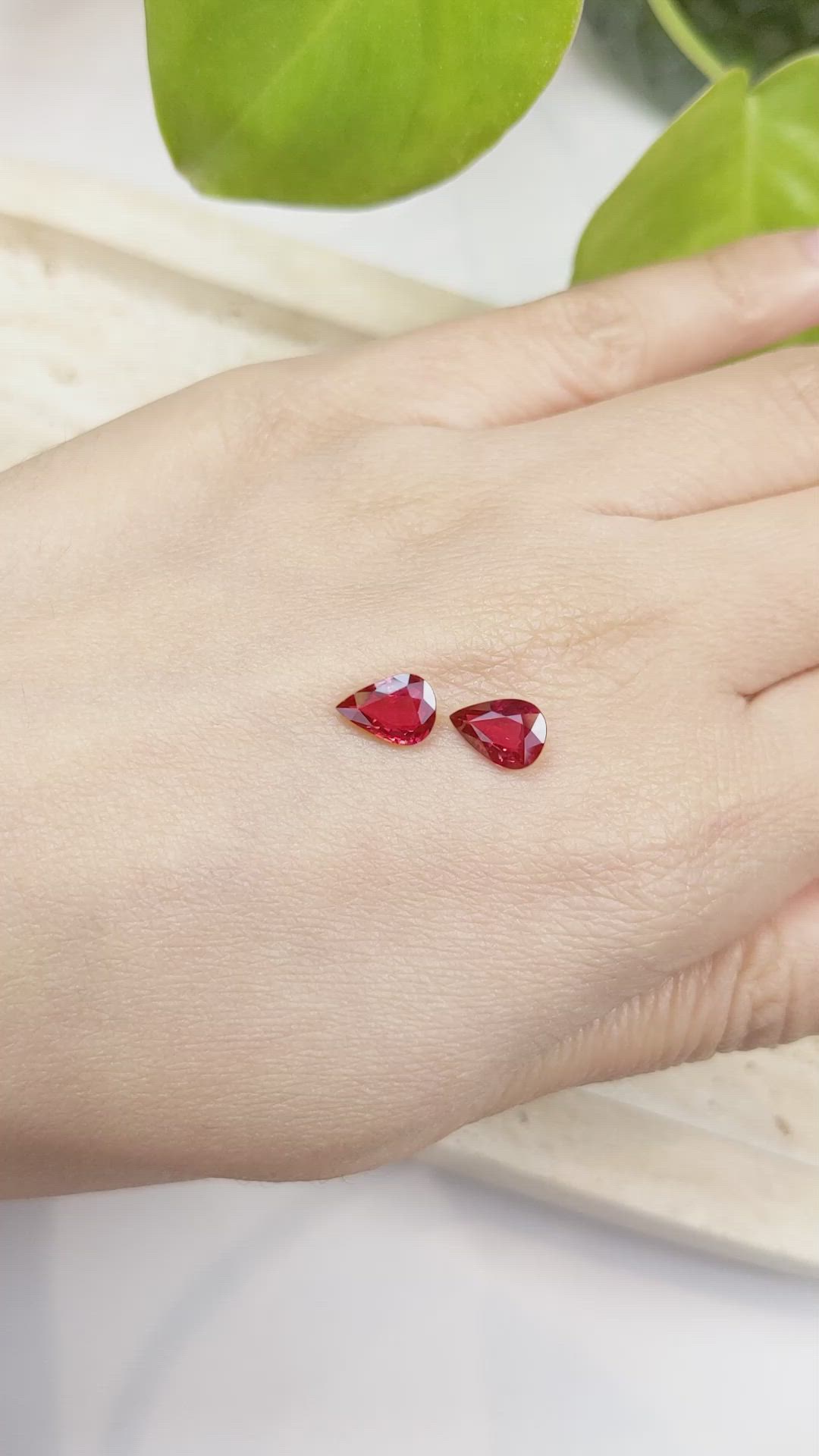2.35 Ct.Tw.Total Carat Weight Ruby Pair from Mozambique Size Video