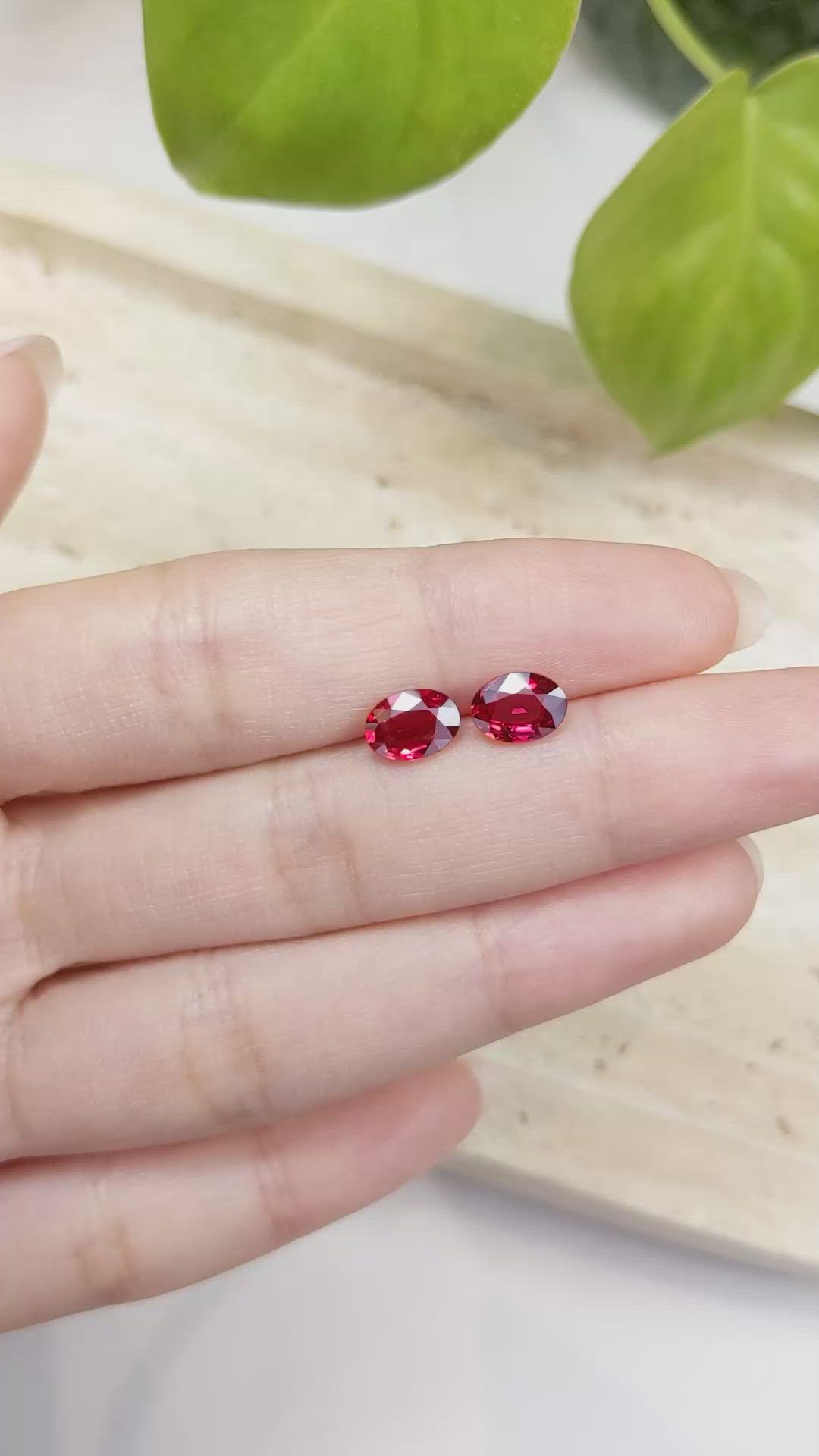 2.56 Ct.Tw.Total Carat Weight Ruby Pair from Mozambique Size Video