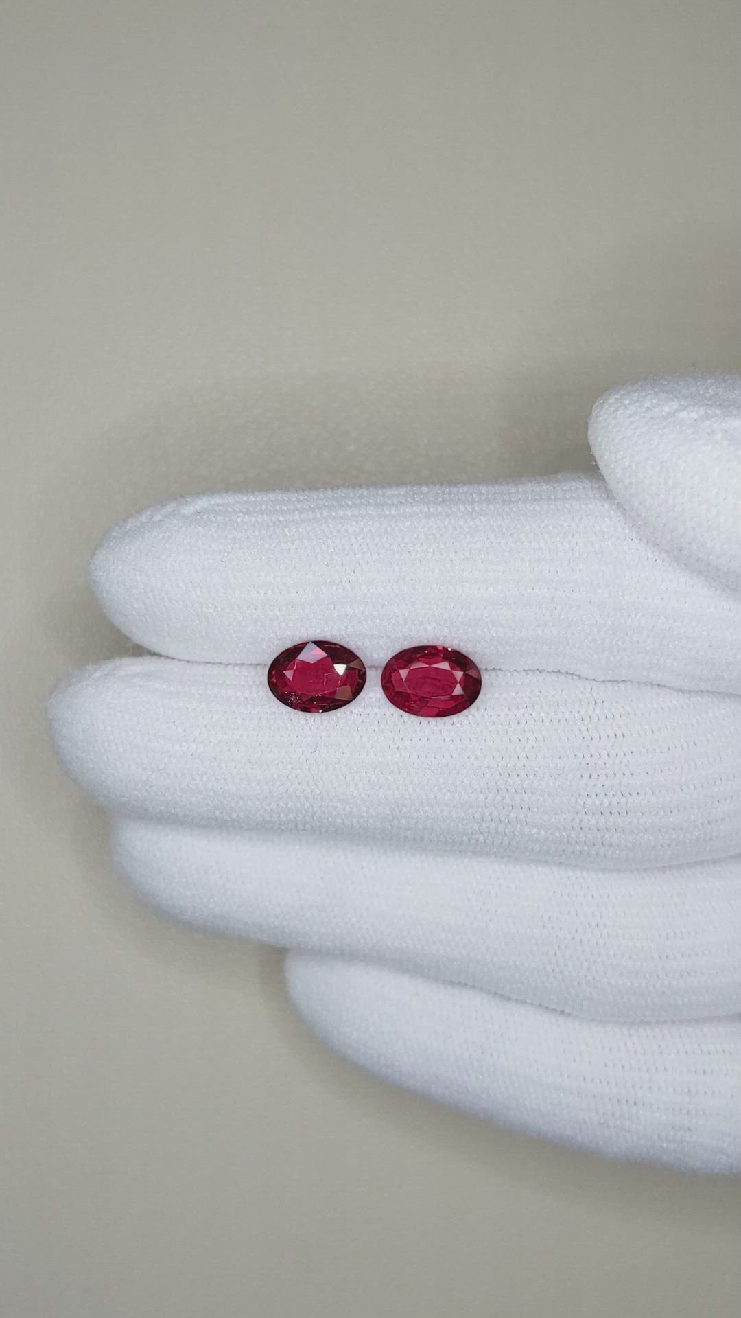 2.56 Ct.Tw.Total Carat Weight Ruby Pair from Mozambique Size Video