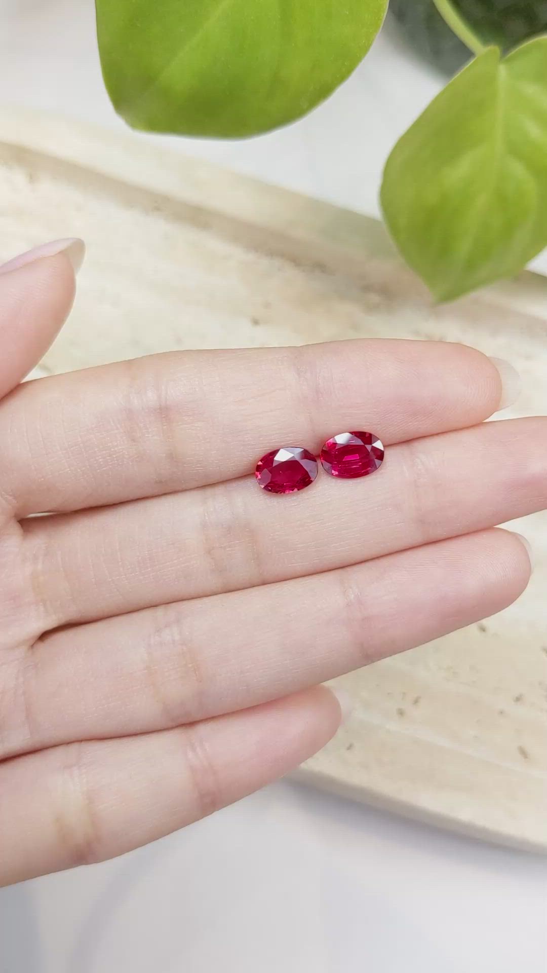 2.40 Ct.Tw.Total Carat Weight Ruby Pair from Mozambique Size Video