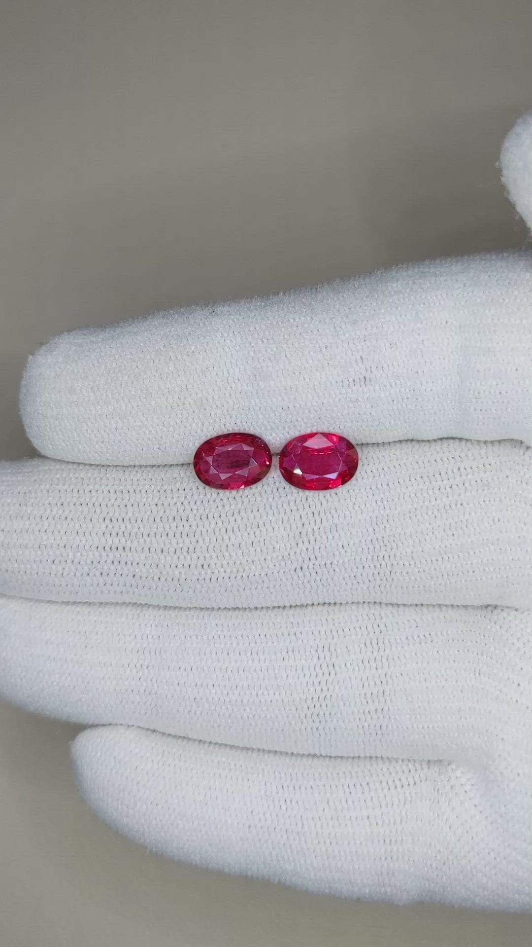 2.40 Ct.Tw.Total Carat Weight Ruby Pair from Mozambique Size Video