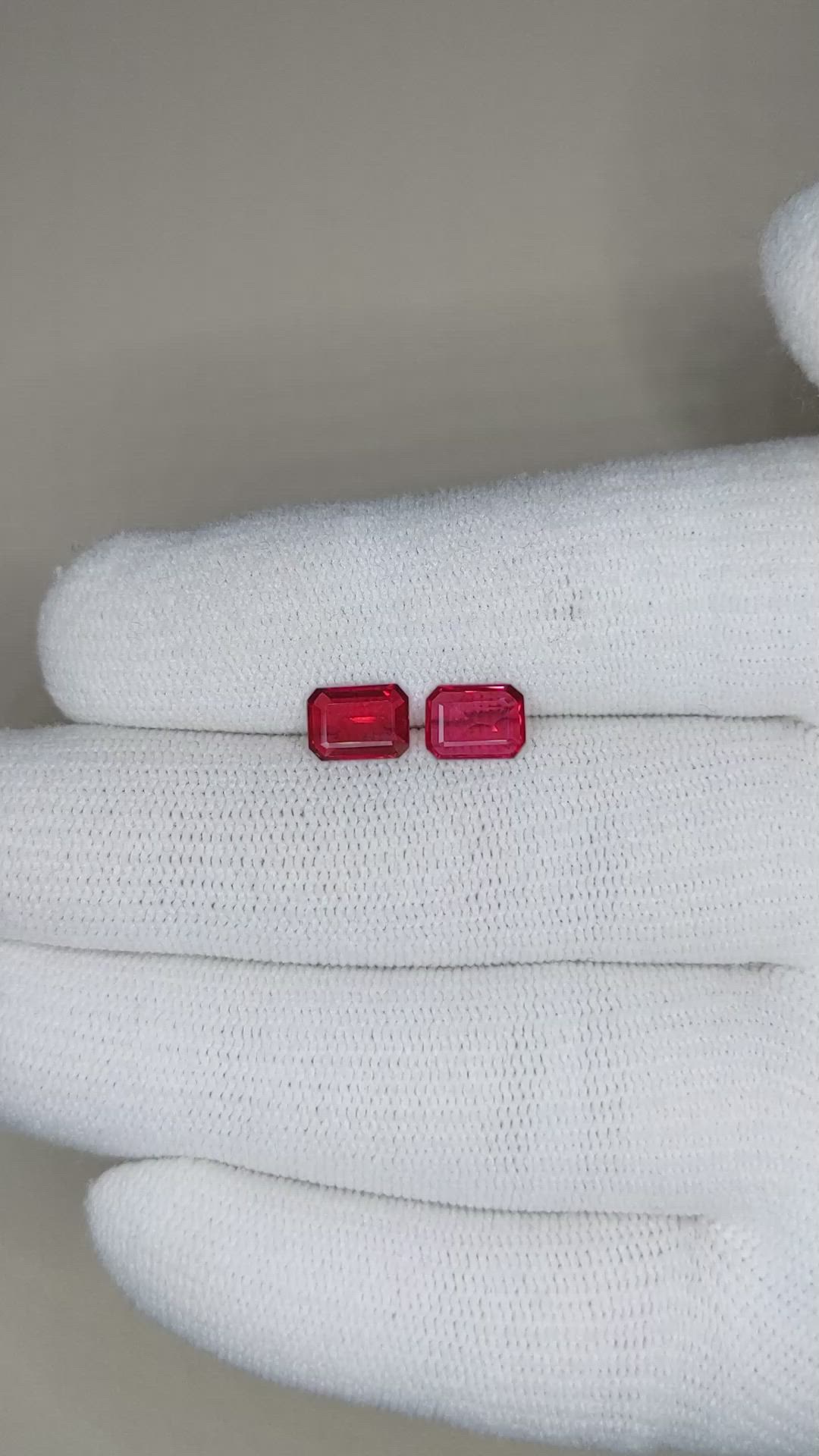 1.85 Ct.Tw.Total Carat Weight Ruby Pair from Mozambique Size Video