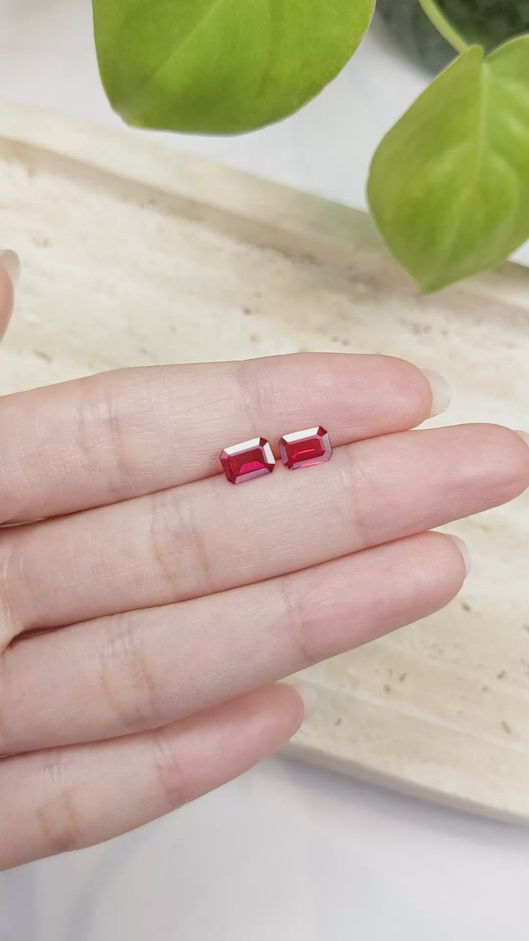 1.87&nbsp;Ct.Tw.Total Carat Weight Pinkish Red Ruby Pair from Mozambique Size Video