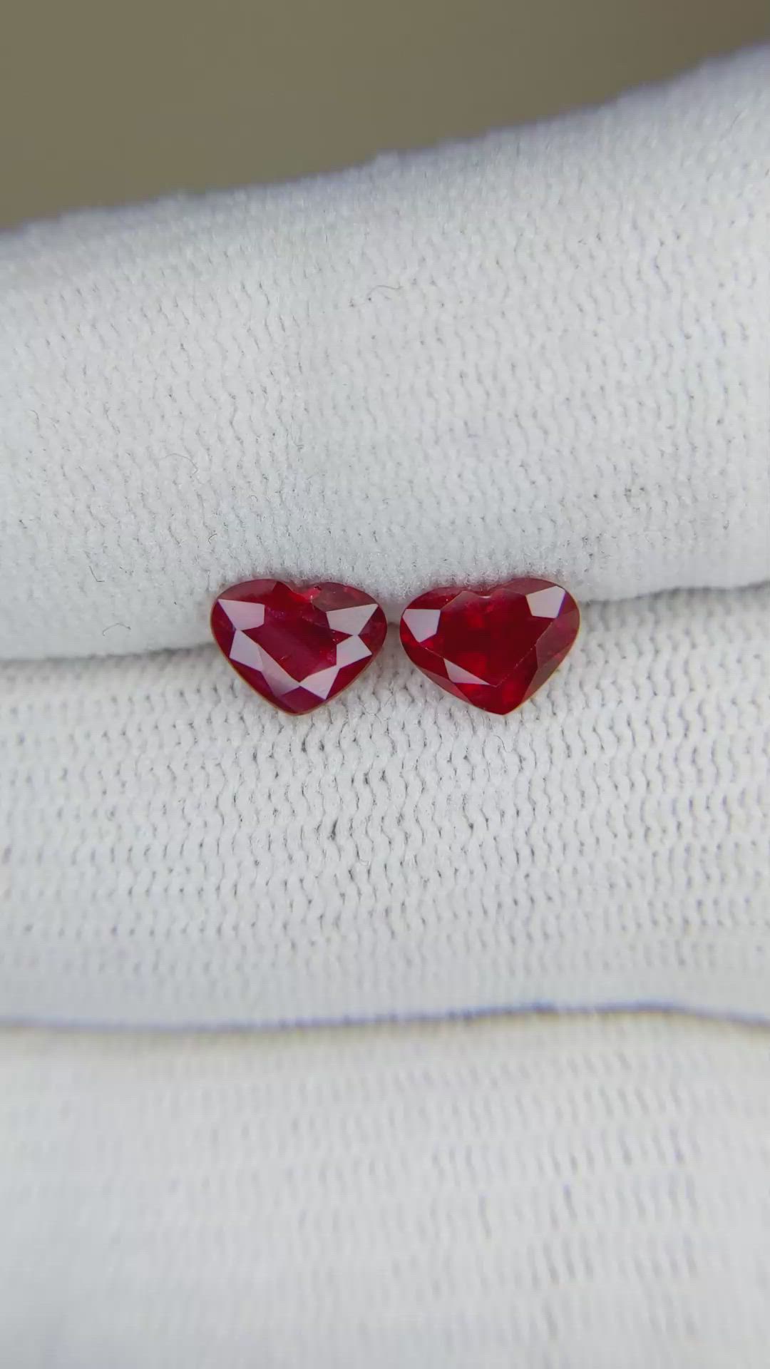 2.06 Ct.Tw.Total Carat Weight Ruby Pair from Mozambique Size Video