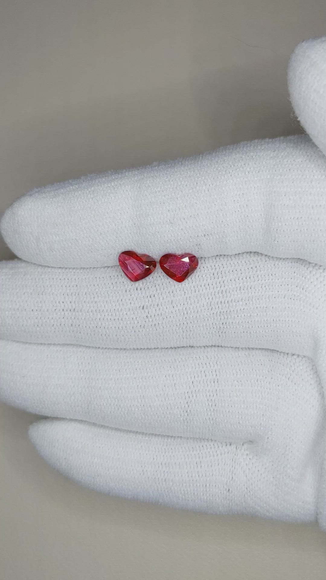 2.06 Ct.Tw.Total Carat Weight Ruby Pair from Mozambique Size Video
