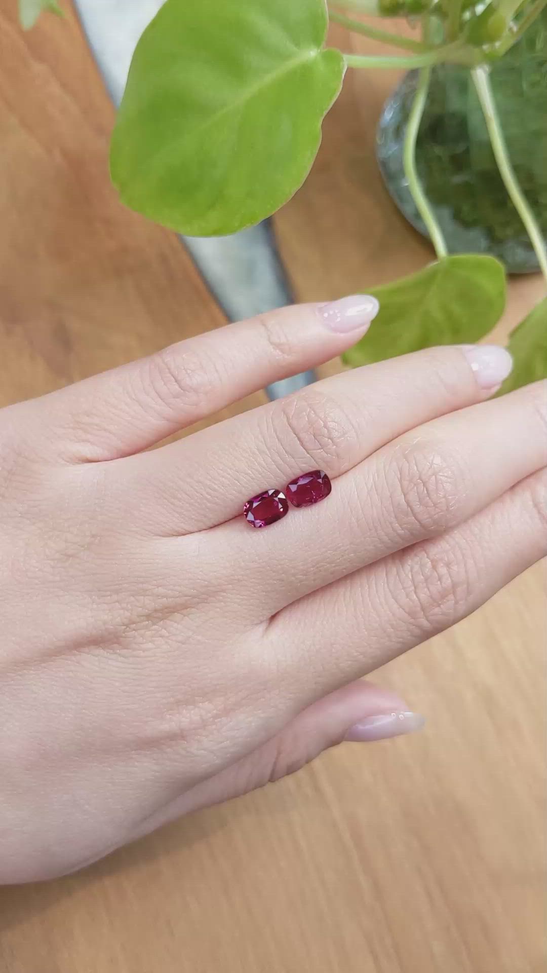 2.14 Ct.Tw.Total Carat Weight Ruby Pair from Mozambique Size Video