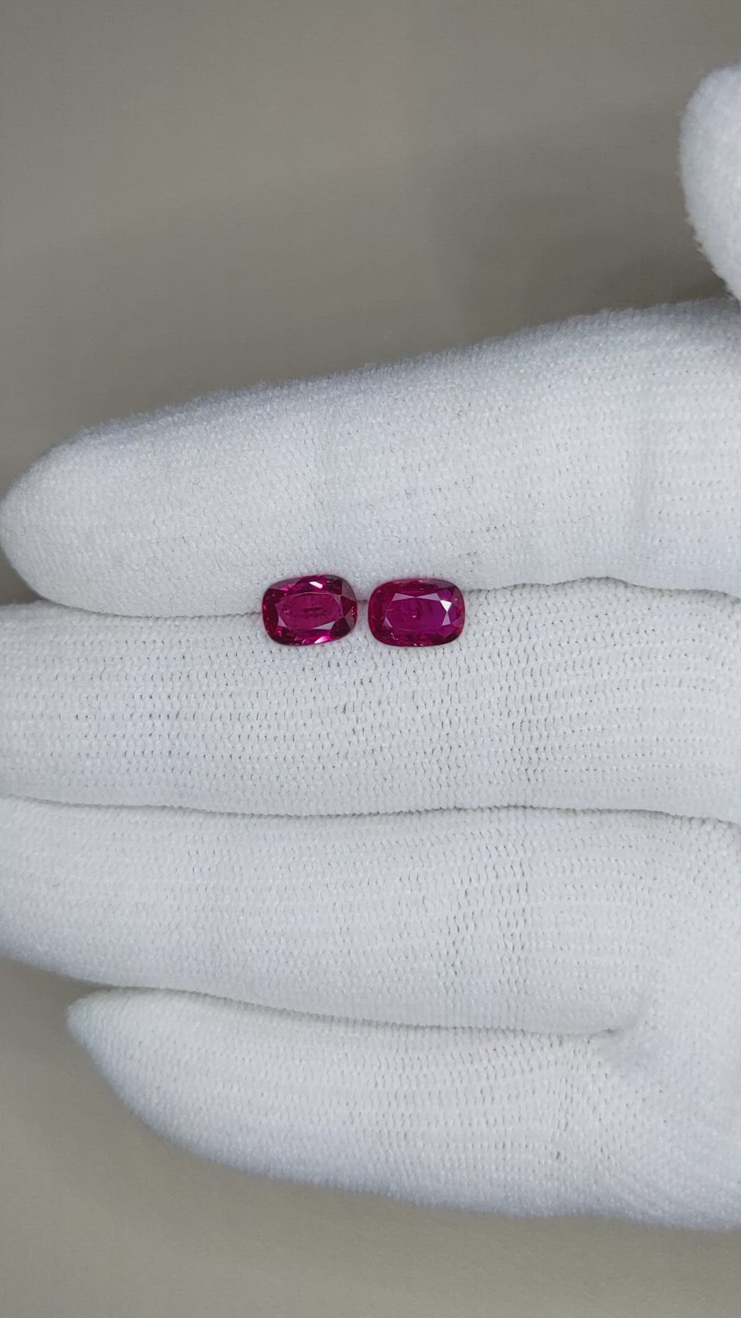 2.14 Ct.Tw.Total Carat Weight Ruby Pair from Mozambique Size Video