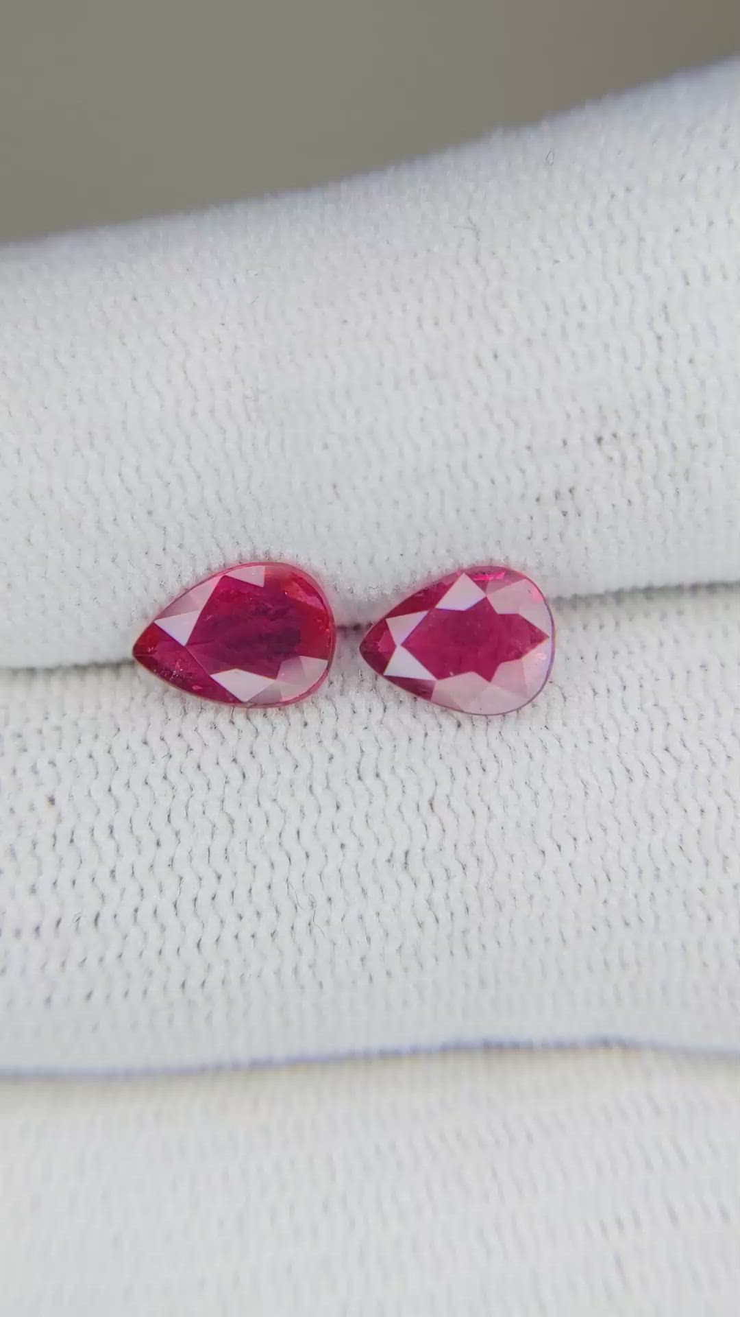 1.97 Ct.Tw.Total Carat Weight Ruby Pair from Mozambique Size Video