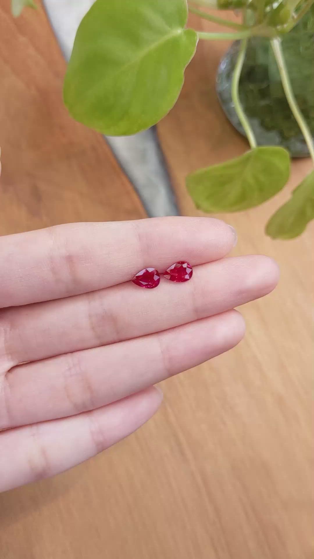 1.97 Ct.Tw.Total Carat Weight Ruby Pair from Mozambique Size Video