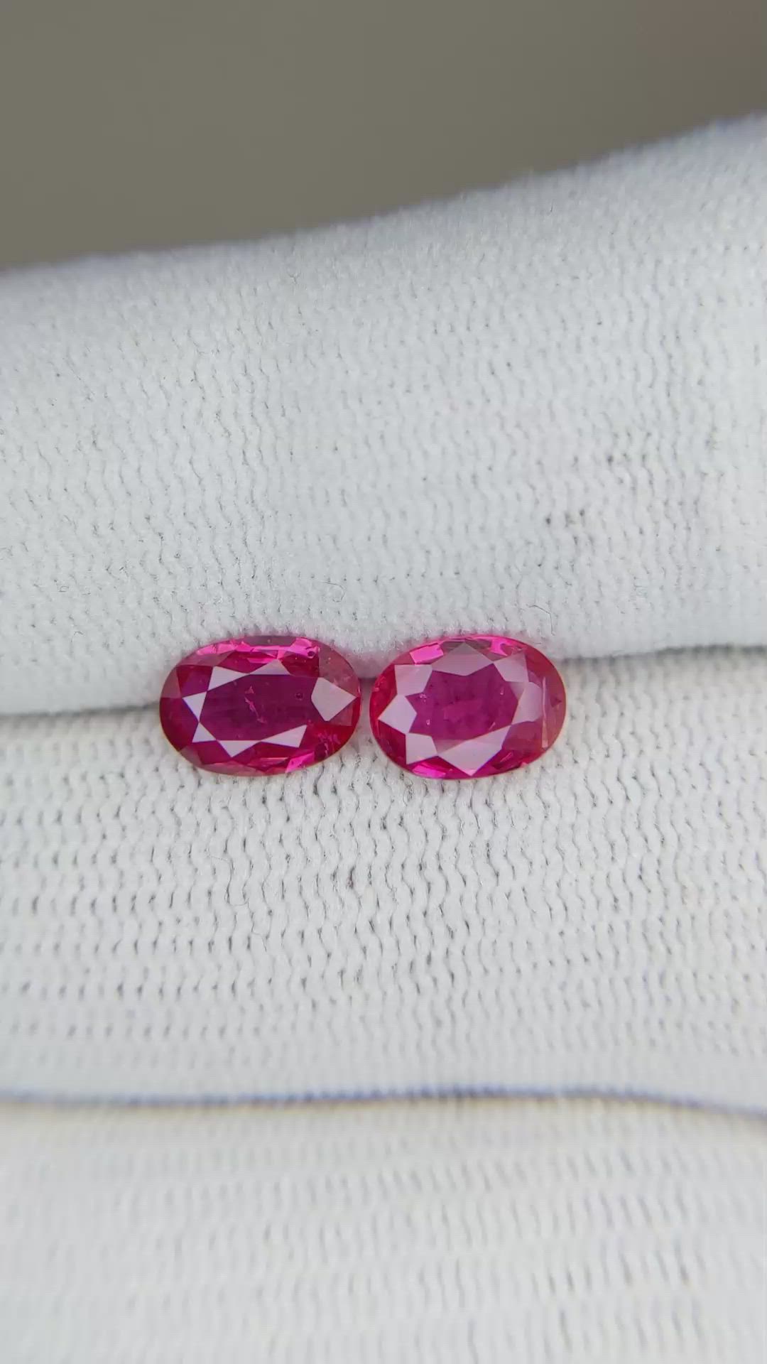 1.85&nbsp;Ct.Tw.Total Carat Weight Ruby Pair from Mozambique Size Video