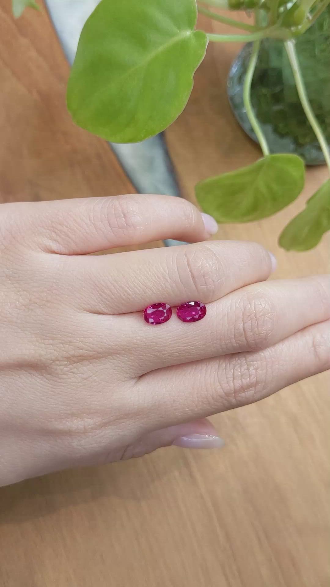 1.85&nbsp;Ct.Tw.Total Carat Weight Ruby Pair from Mozambique Size Video