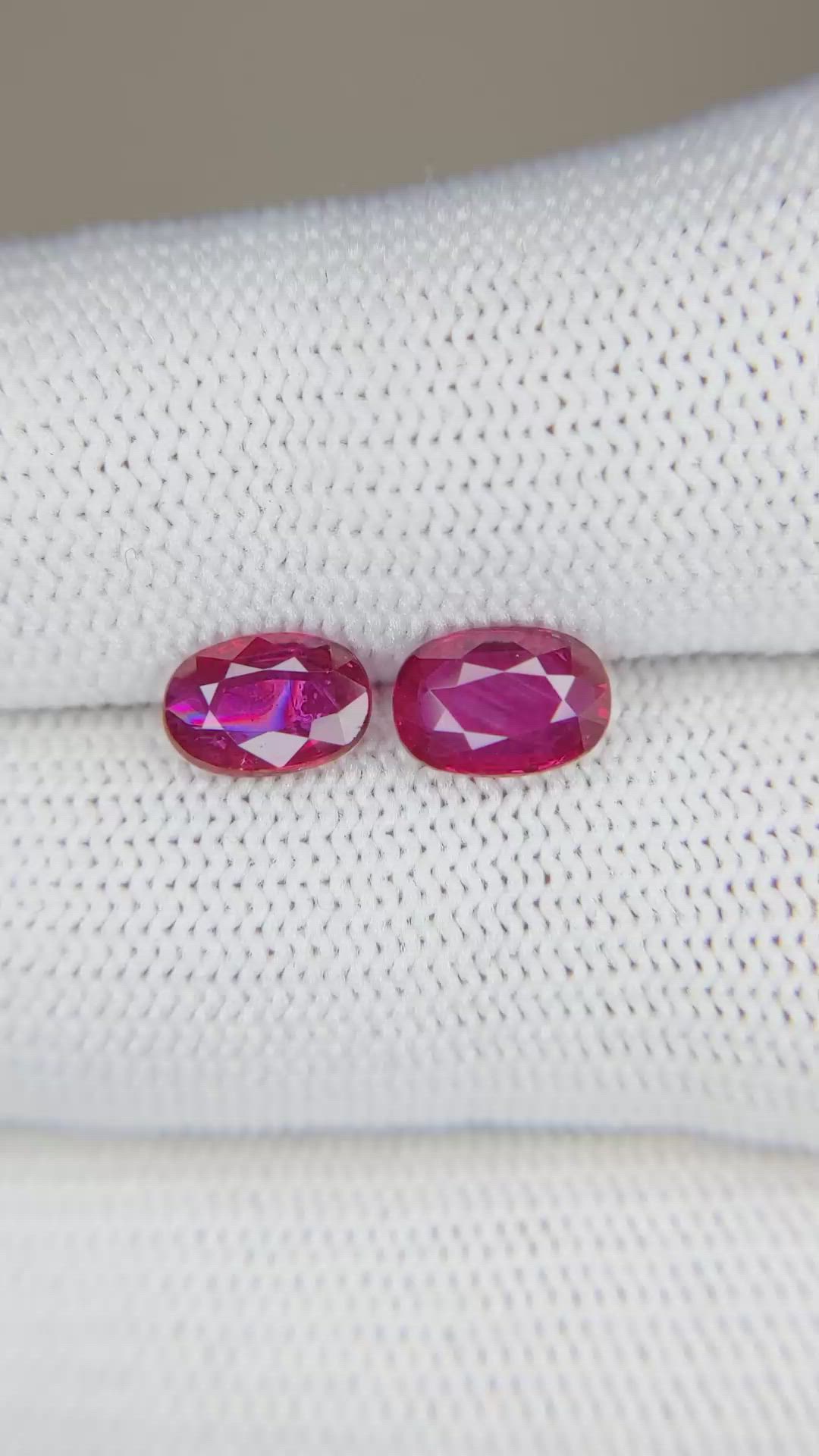 2.29 Ct.Tw.Total Carat Weight Ruby Pair from Mozambique Size Video
