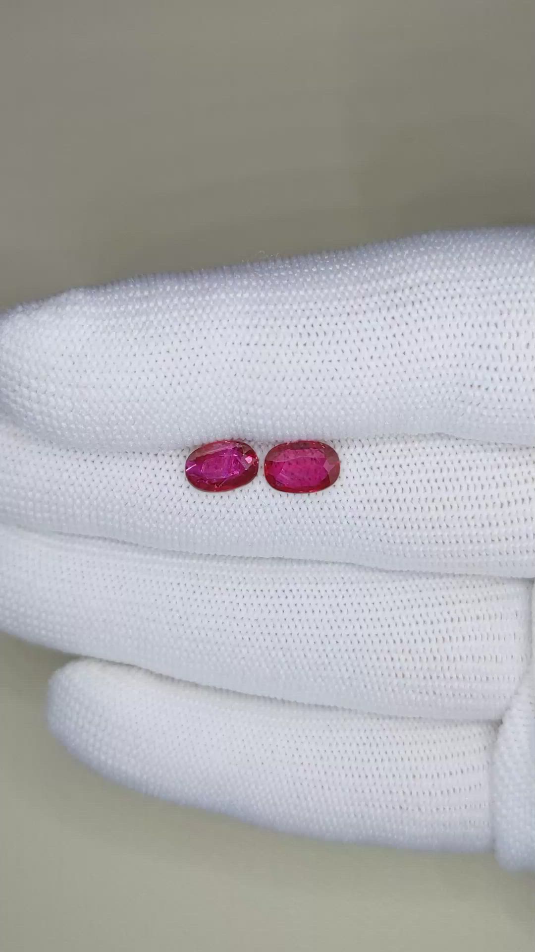 2.29 Ct.Tw.Total Carat Weight Ruby Pair from Mozambique Size Video