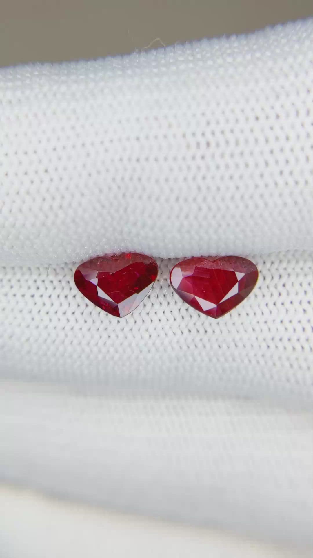2.05 Ct.Tw.Total Carat Weight Ruby Pair from Mozambique Size Video