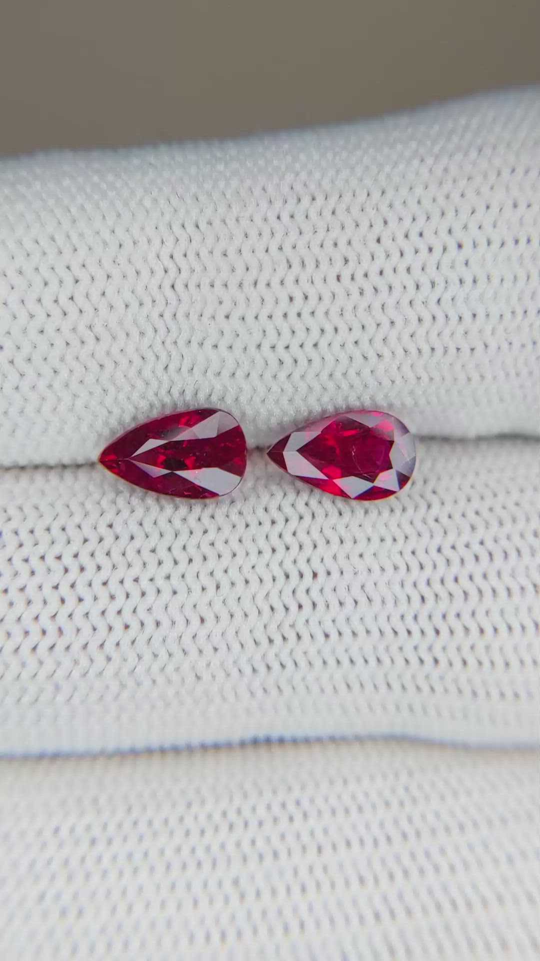 2.25 Ct.Tw.Total Carat Weight Ruby Pair from Mozambique Size Video