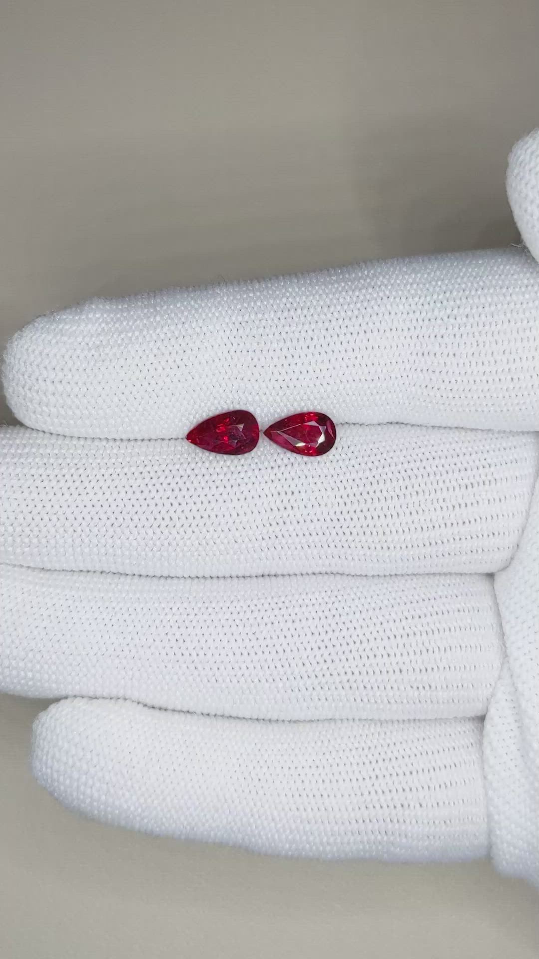 2.25 Ct.Tw.Total Carat Weight Ruby Pair from Mozambique Size Video
