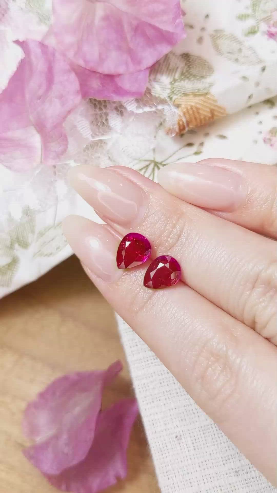 4.18 Ct.Tw.Total Carat Weight Ruby Pair from Mozambique Size Video