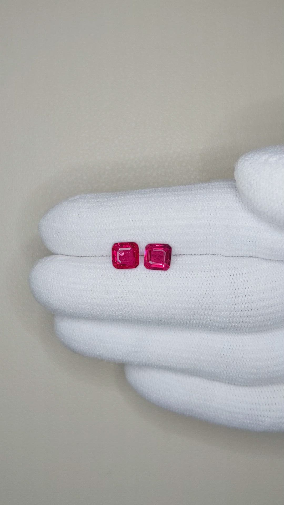1.87 Ct.Tw.Total Carat Weight Ruby Pair from Mozambique Size Video