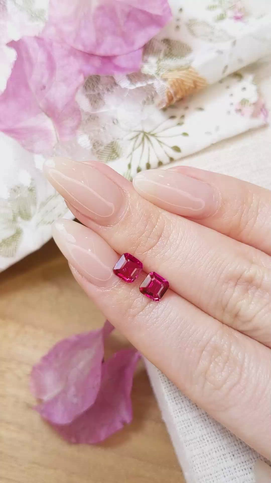 1.87 Ct.Tw.Total Carat Weight Ruby Pair from Mozambique Size Video