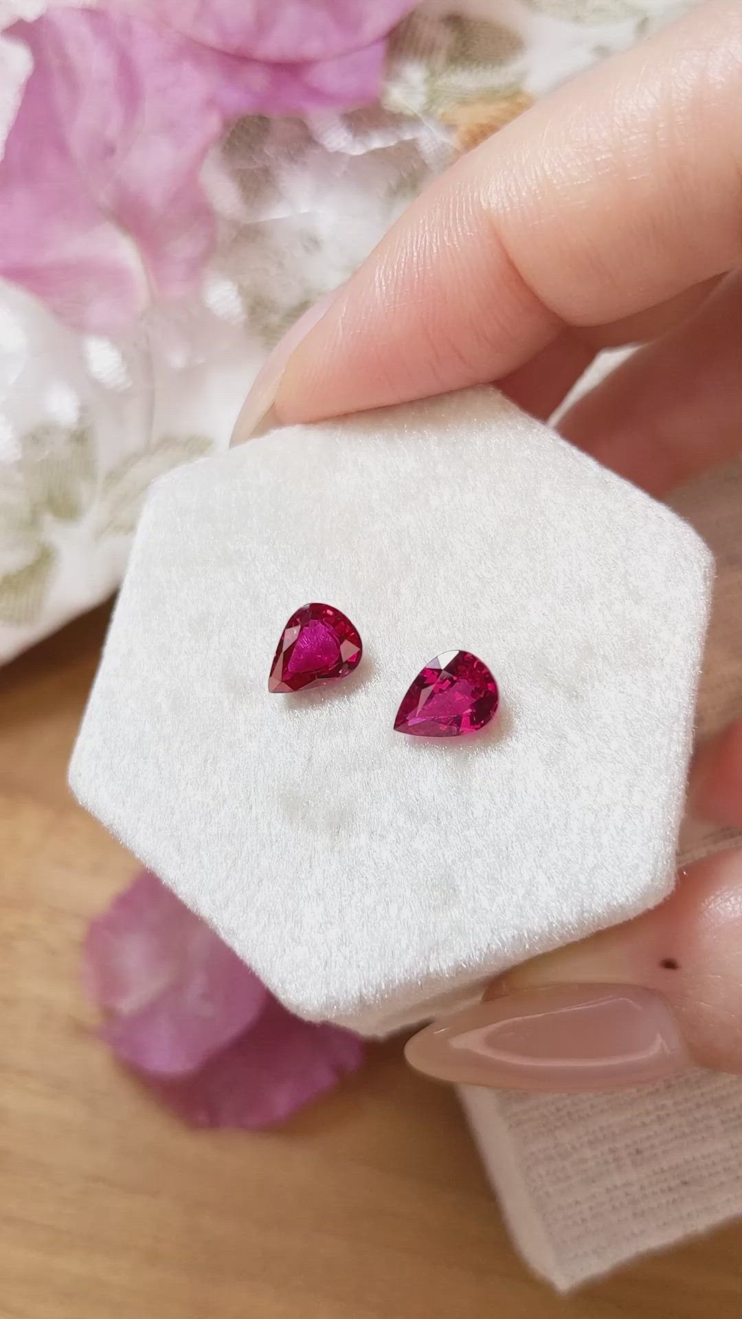2.52 Ct.Tw.Total Carat Weight Ruby Pair from Mozambique Size Video