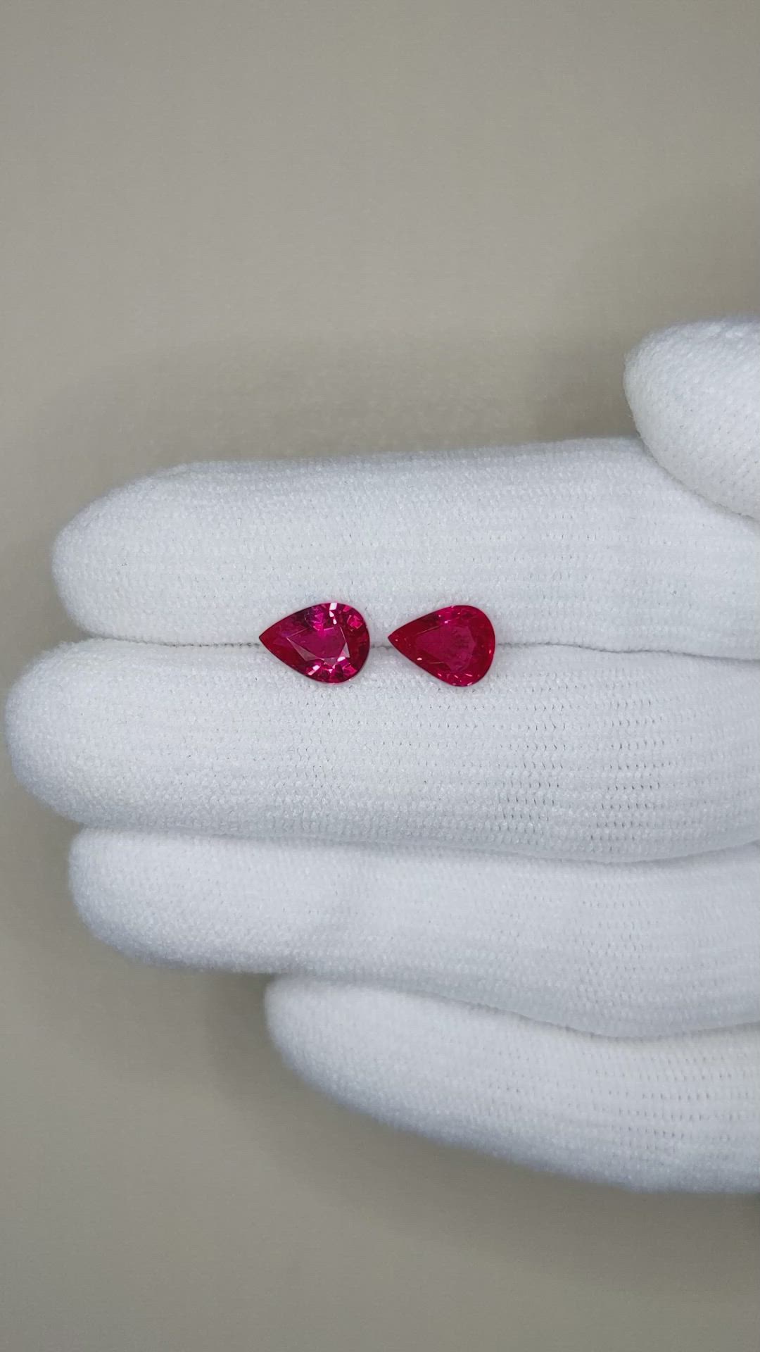 2.52 Ct.Tw.Total Carat Weight Ruby Pair from Mozambique Size Video
