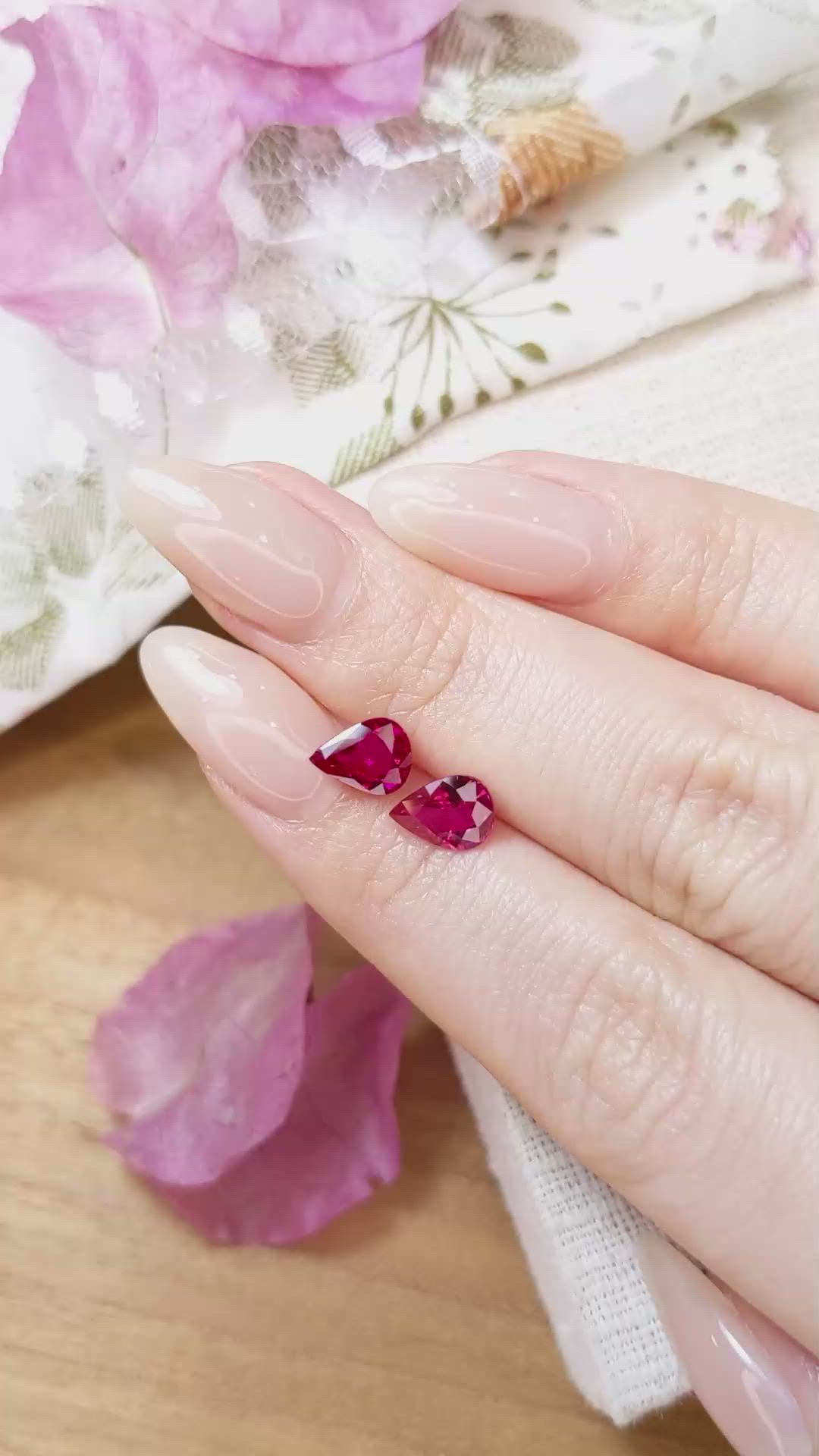 2.52 Ct.Tw.Total Carat Weight Ruby Pair from Mozambique Size Video