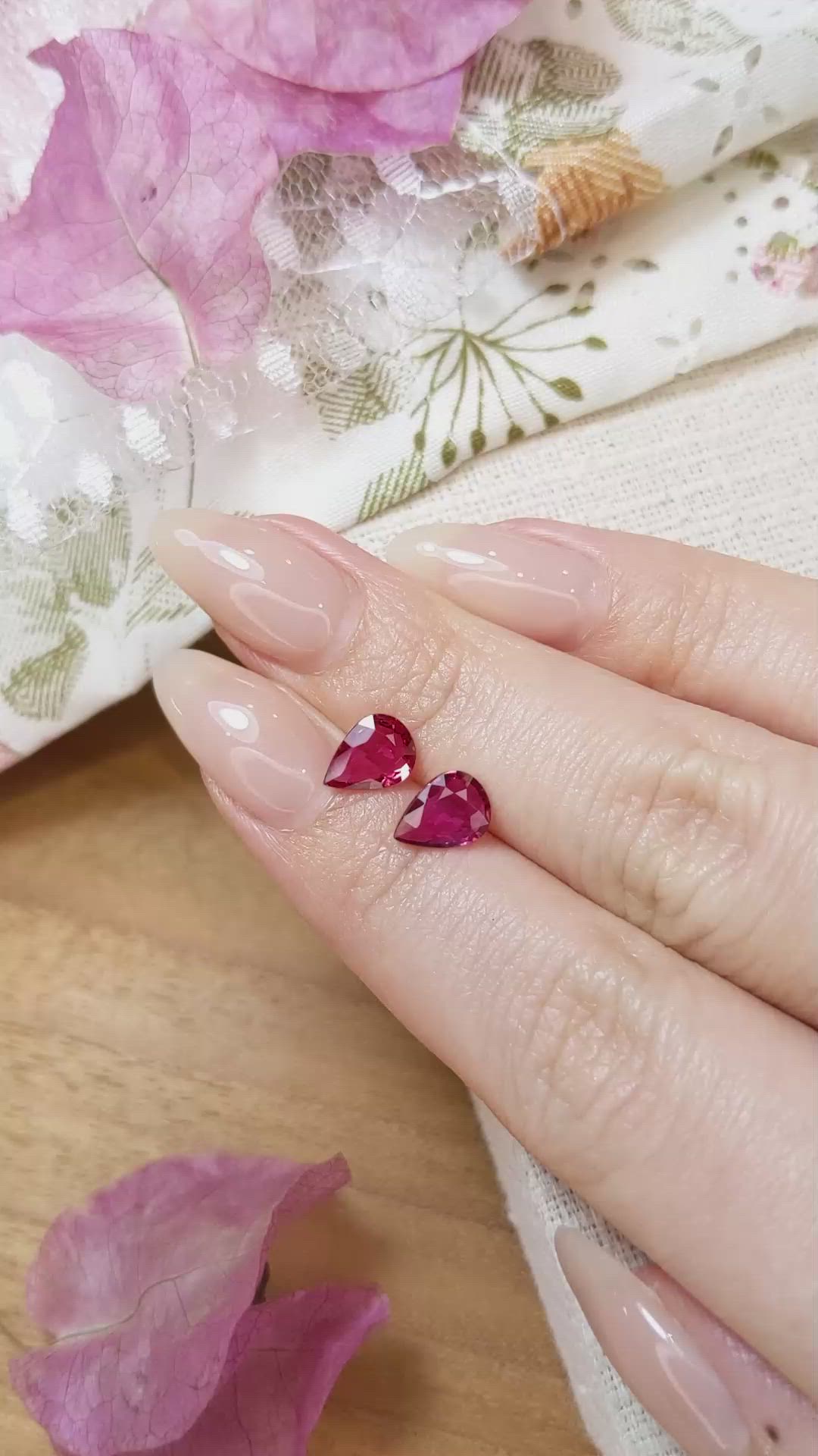 2.26 Ct.Tw.Total Carat Weight Ruby Pair from Mozambique Size Video
