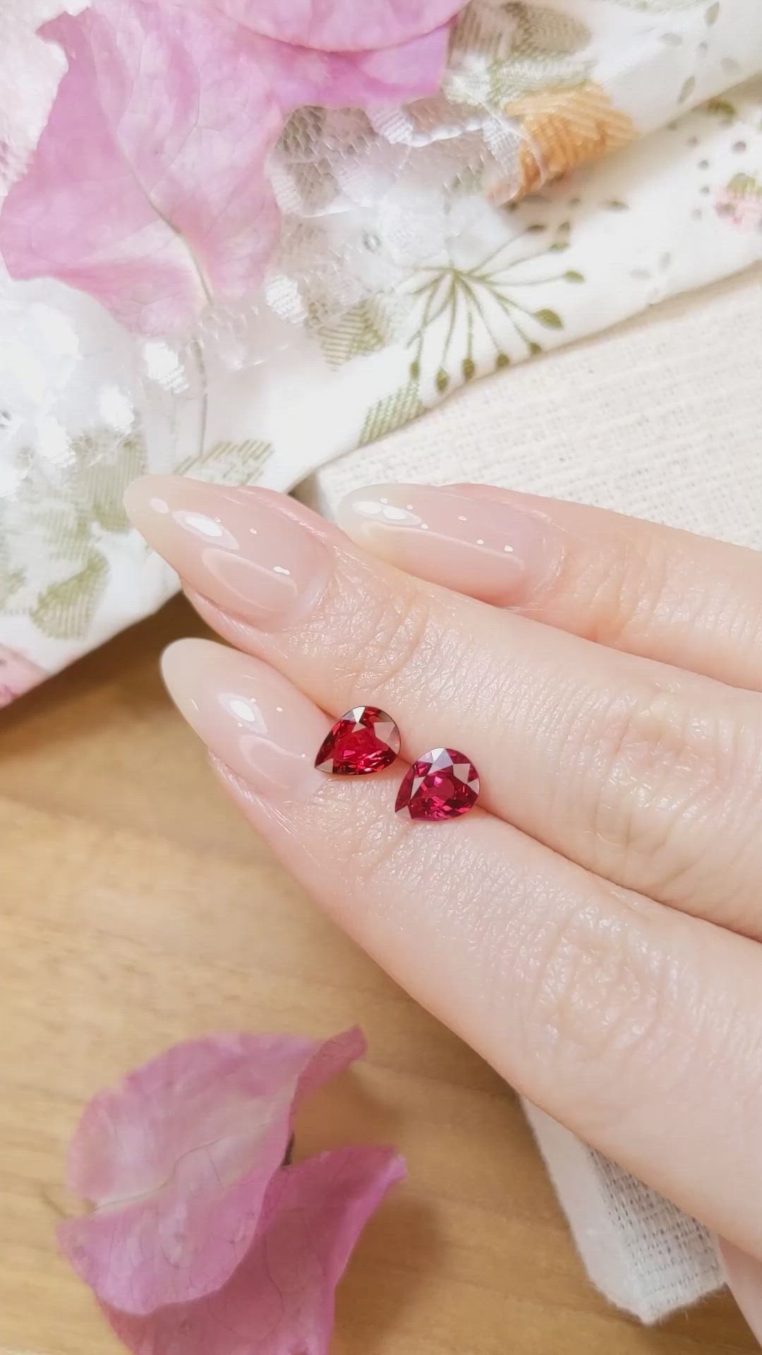 2.13 Ct.Tw.Total Carat Weight Ruby Pair from Mozambique Size Video