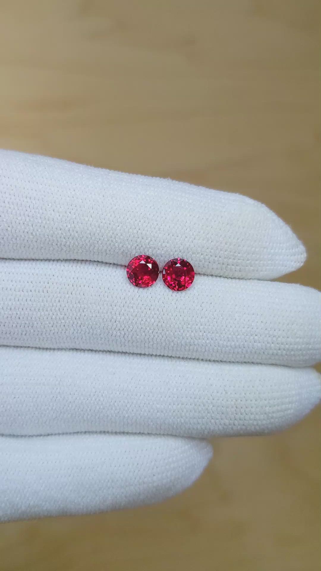 1.41 Ct.Tw.Total Carat Weight Ruby Pair from Mozambique Size Video