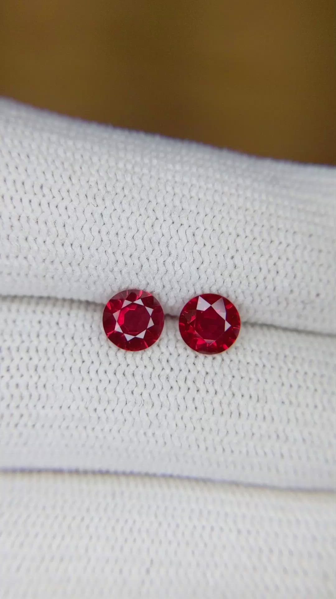 1.22 Ct.Tw.Total Carat Weight Ruby Pair from Mozambique Size Video