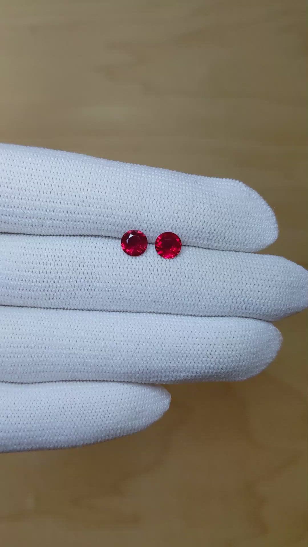 1.22 Ct.Tw.Total Carat Weight Ruby Pair from Mozambique Size Video