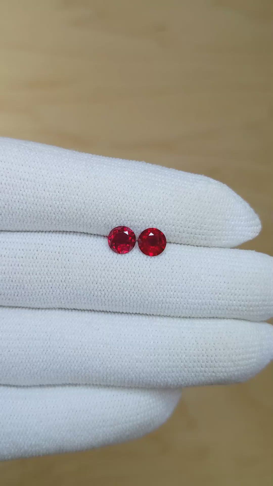 1.35 Ct.Tw.Total Carat Weight Ruby Pair from Mozambique Size Video