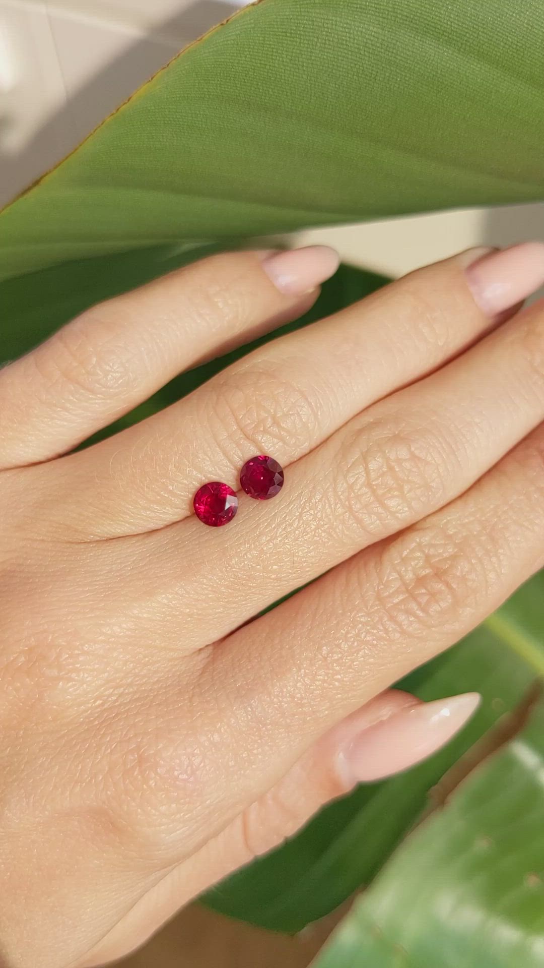1.35 Ct.Tw.Total Carat Weight Ruby Pair from Mozambique Size Video
