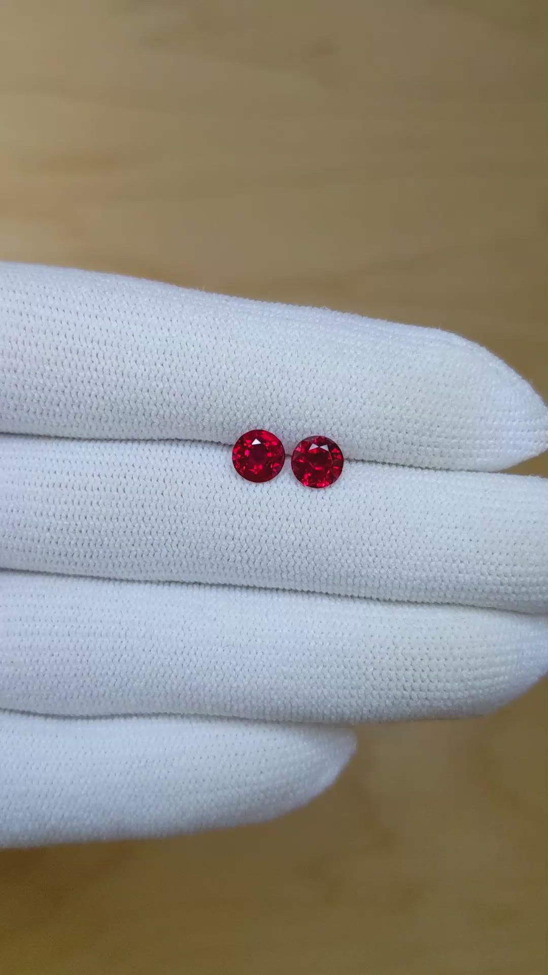 1.47 Ct.Tw.Total Carat Weight Ruby Pair from Mozambique Size Video