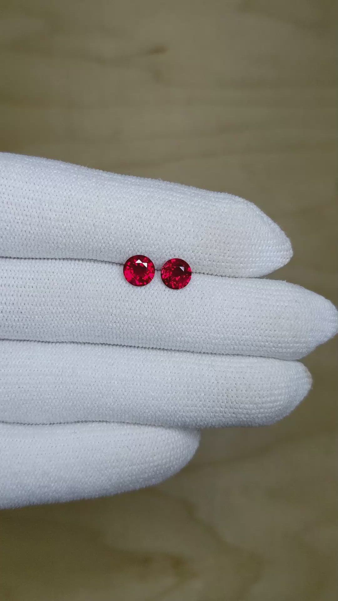 1.37 Ct.Tw.Total Carat Weight Ruby Pair from Mozambique Size Video