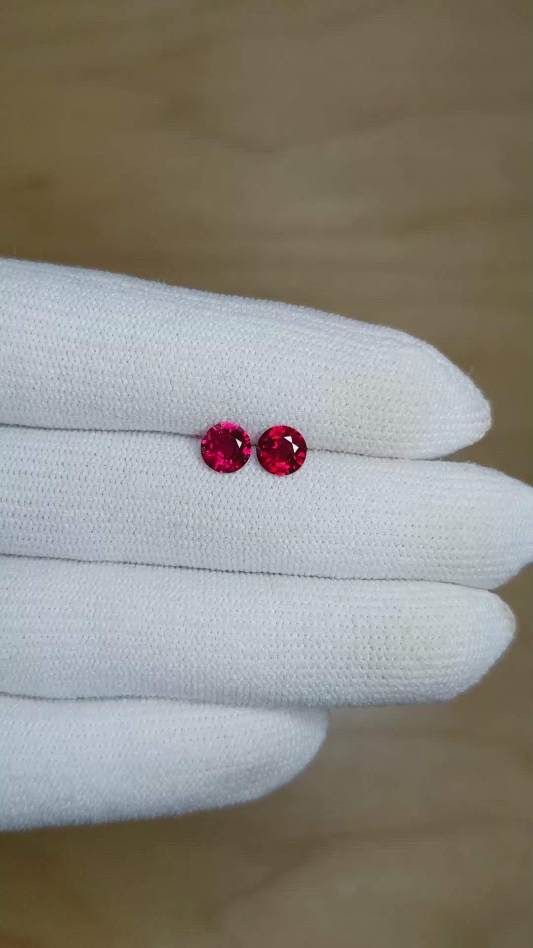 1.31 Ct.Tw.Total Carat Weight Ruby Pair from Mozambique Size Video