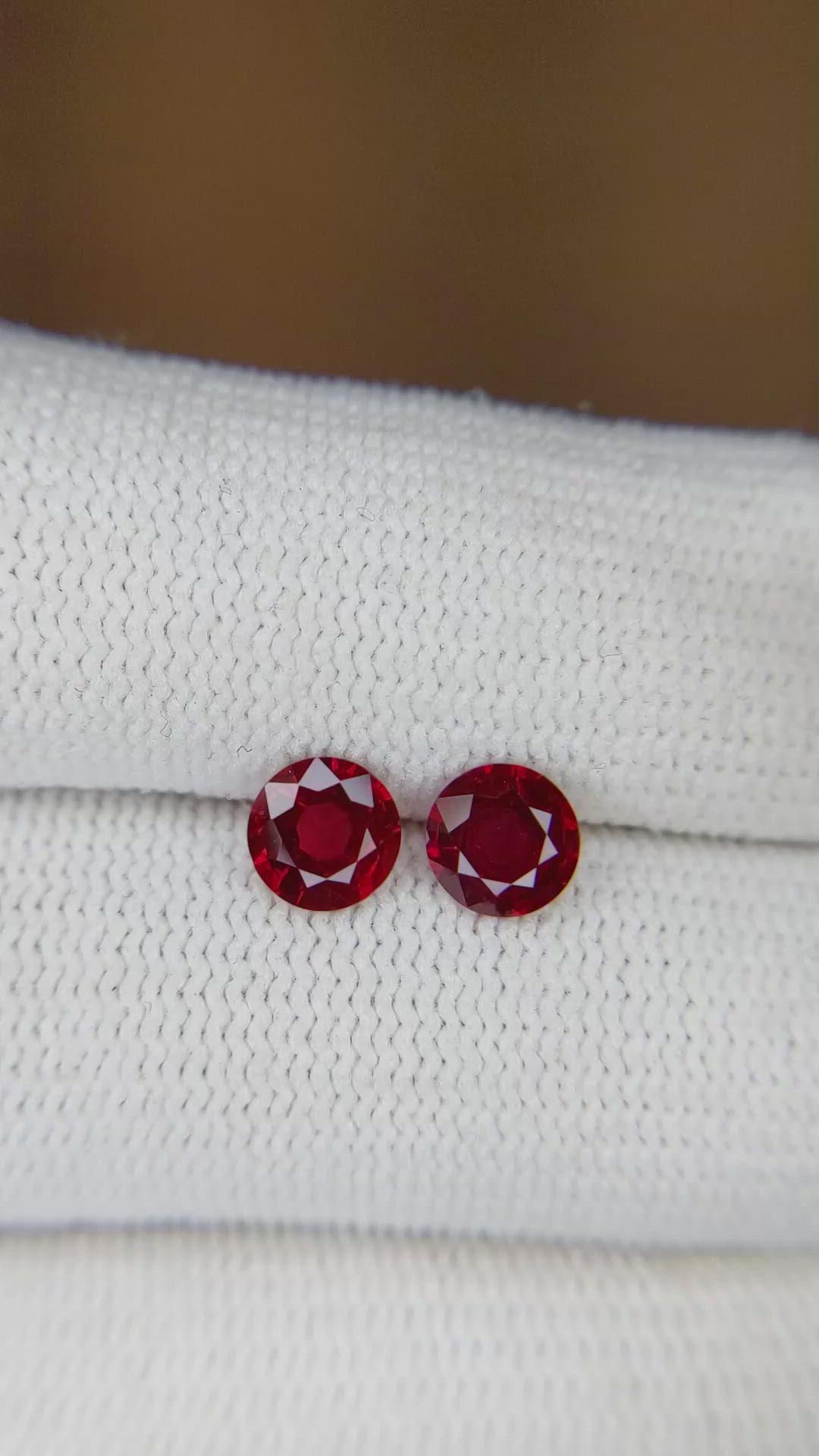 1.35 Ct.Tw.Total Carat Weight Ruby Pair from Mozambique Size Video