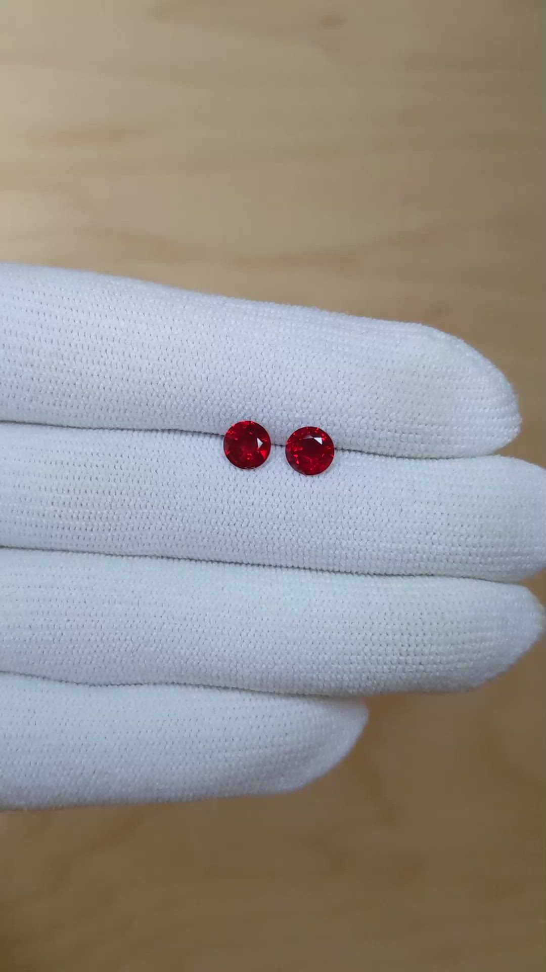 1.35 Ct.Tw.Total Carat Weight Ruby Pair from Mozambique Size Video