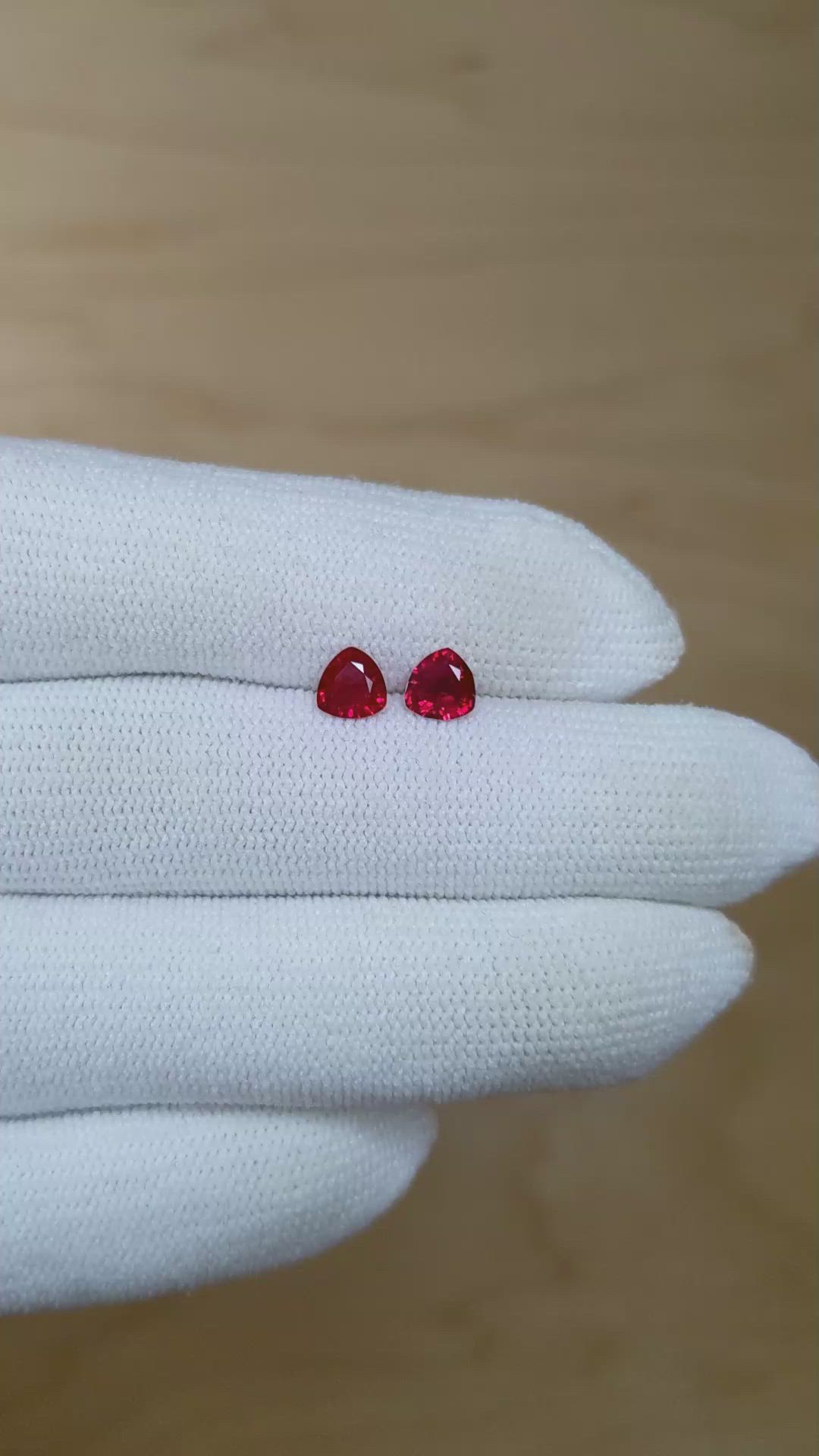 0.86 Ct.Tw.Total Carat Weight Ruby Pair from Mozambique Size Video
