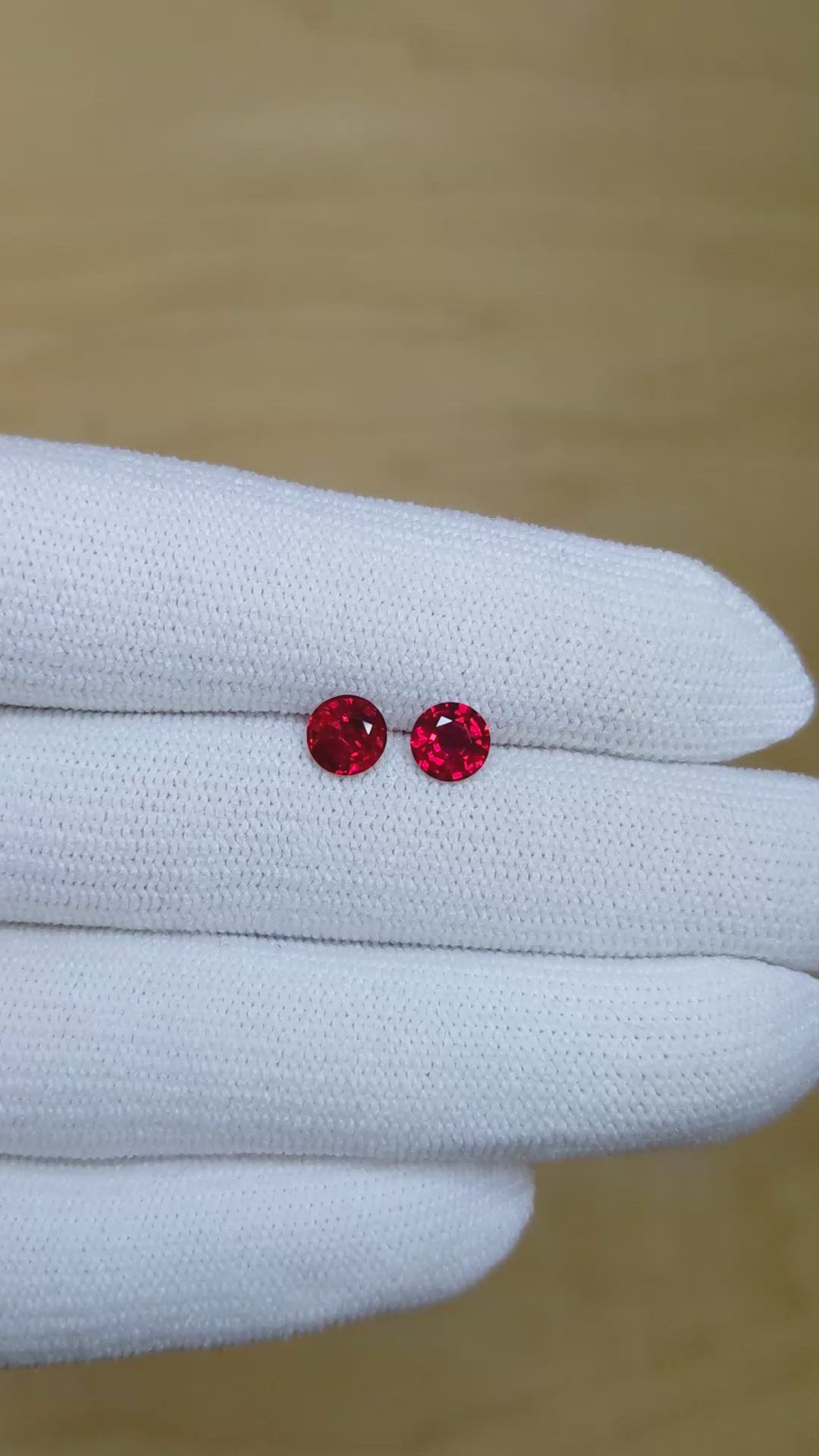 1.44 Ct.Tw.Total Carat Weight Ruby Pair from Mozambique Size Video