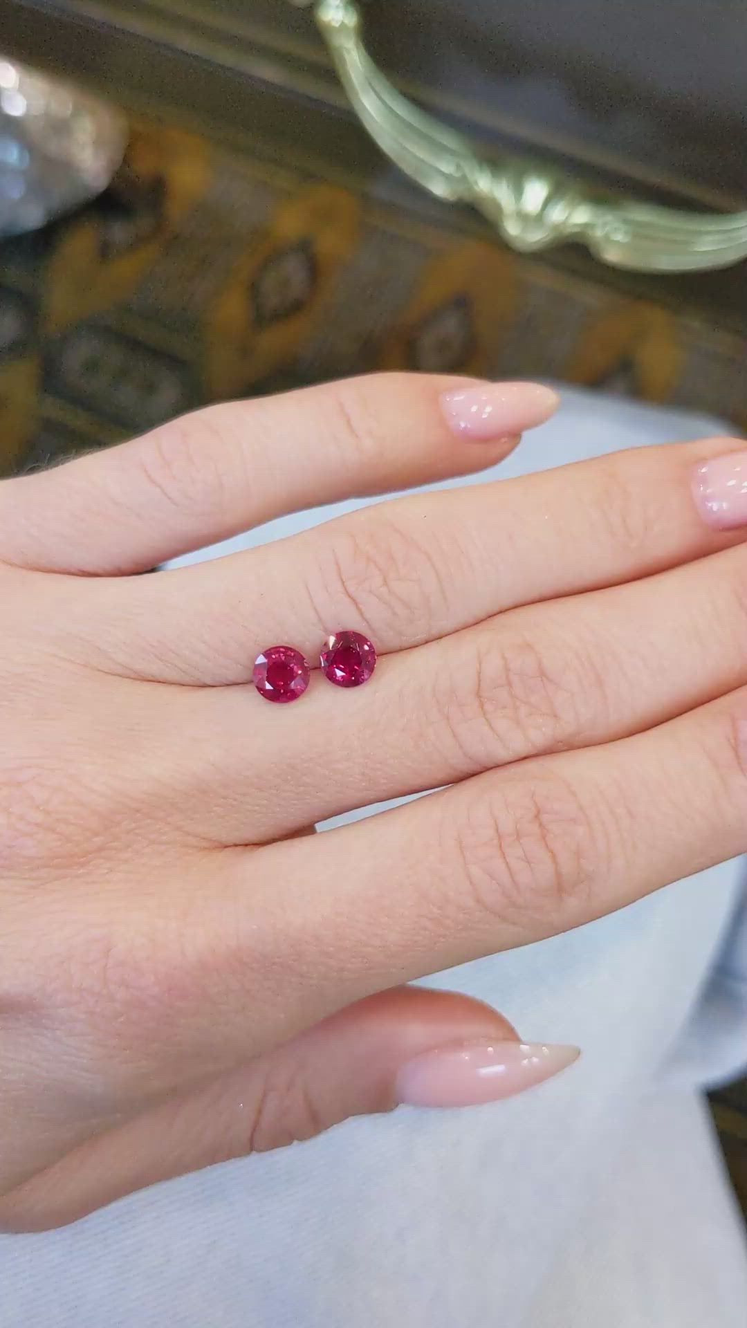 1.44 Ct.Tw.Total Carat Weight Ruby Pair from Mozambique Size Video