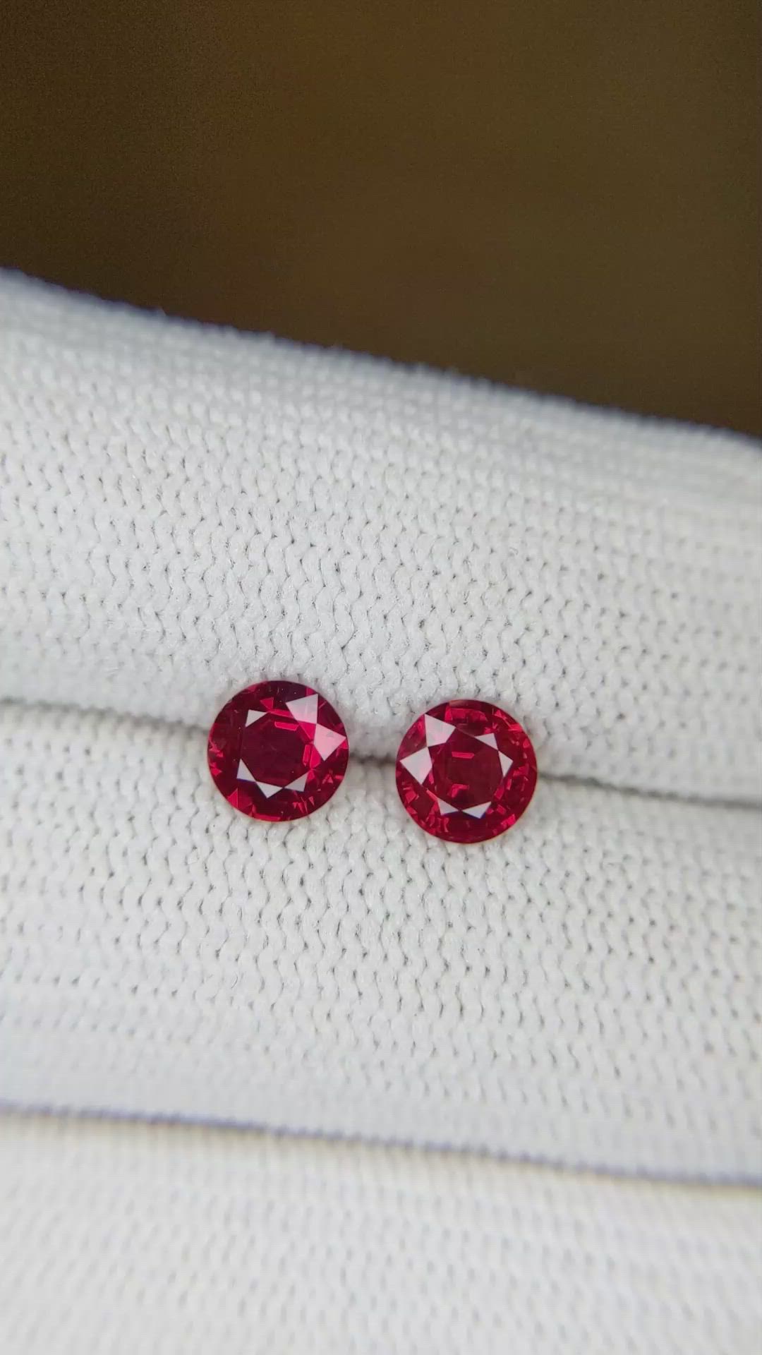 1.44 Ct.Tw.Total Carat Weight Ruby Pair from Mozambique Size Video