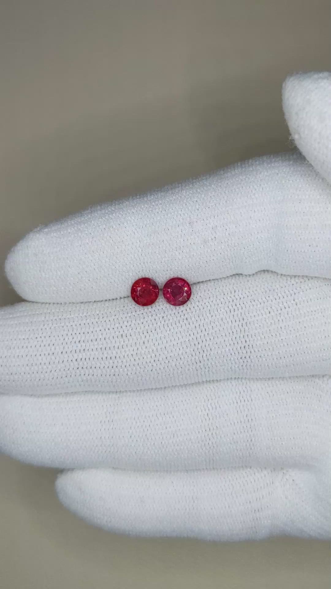 1.21 Ct.Tw.Total Carat Weight Ruby Pair from Mozambique Size Video
