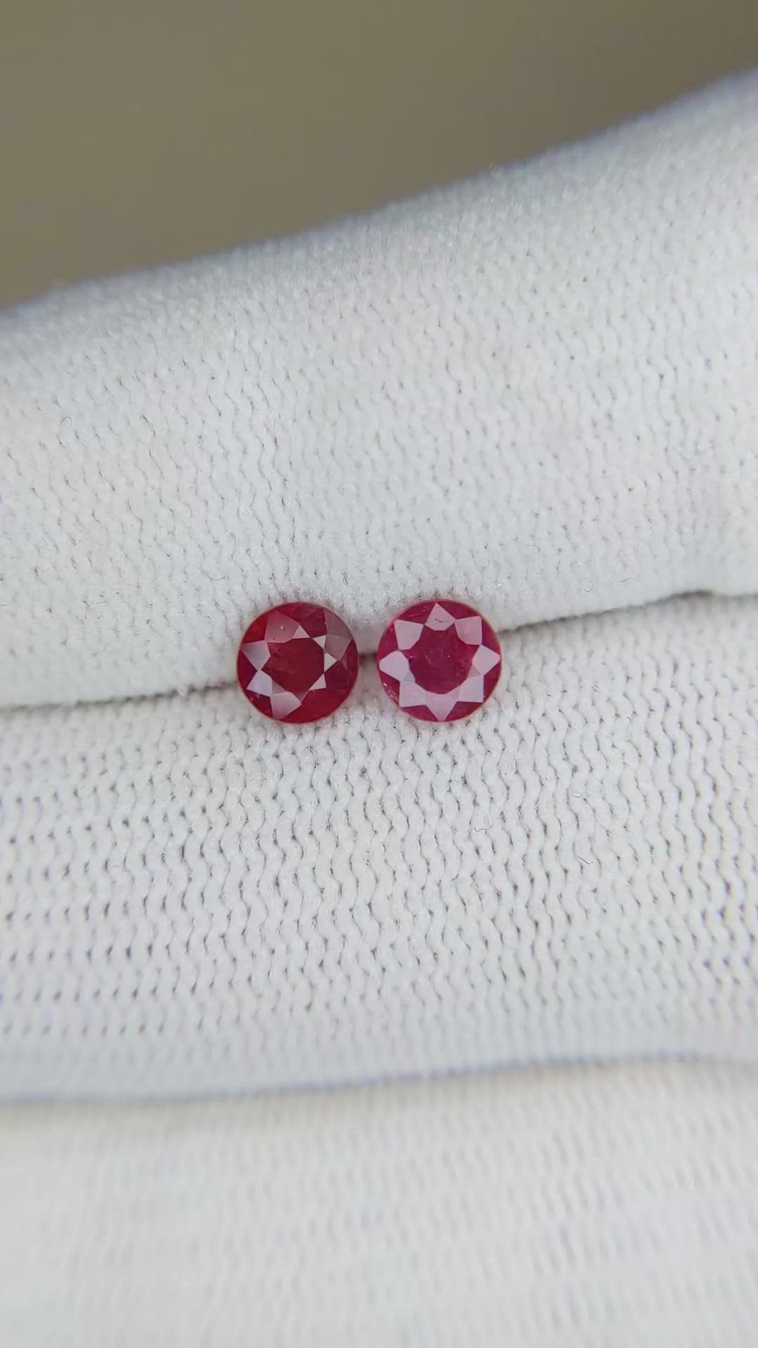 1.21 Ct.Tw.Total Carat Weight Ruby Pair from Mozambique Size Video