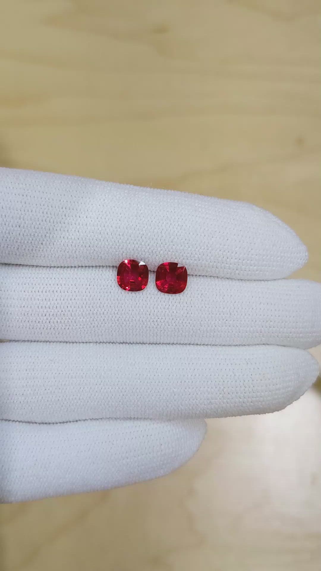 1.63 Ct.Tw.Total Carat Weight Ruby Pair from Mozambique Size Video